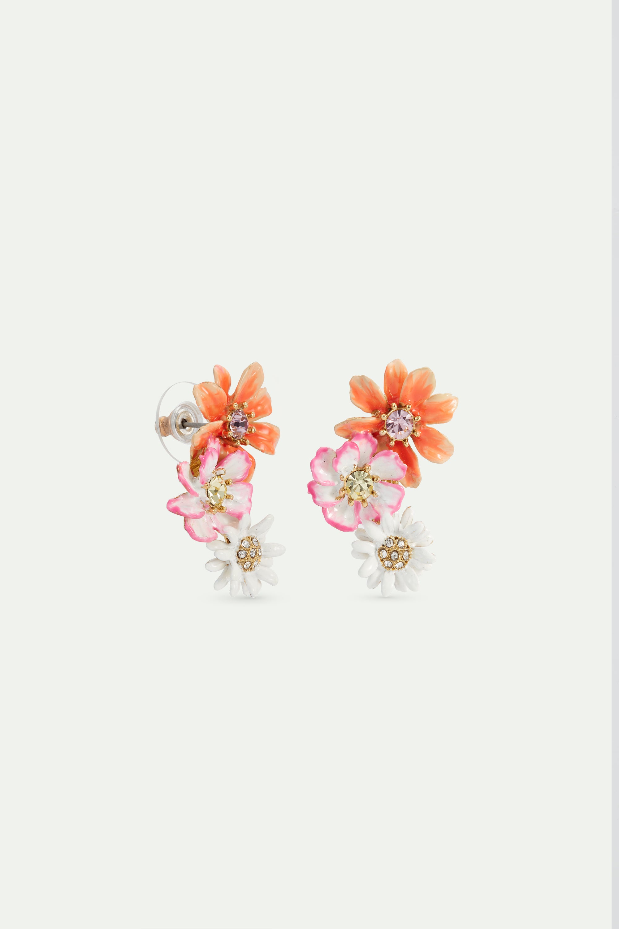 Daisy and zinnia flower earrings