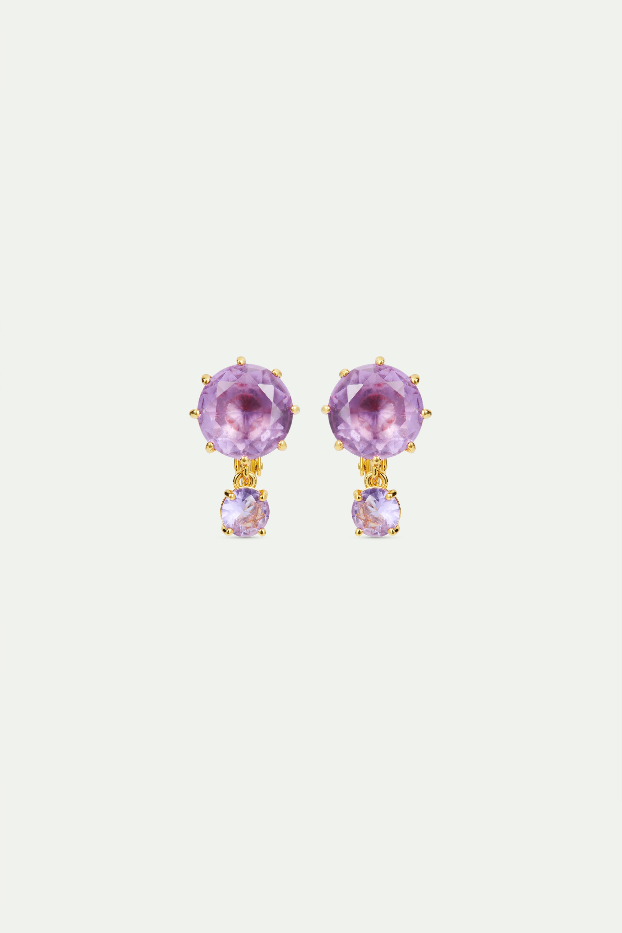 Lavender Diamantine two stone earrings