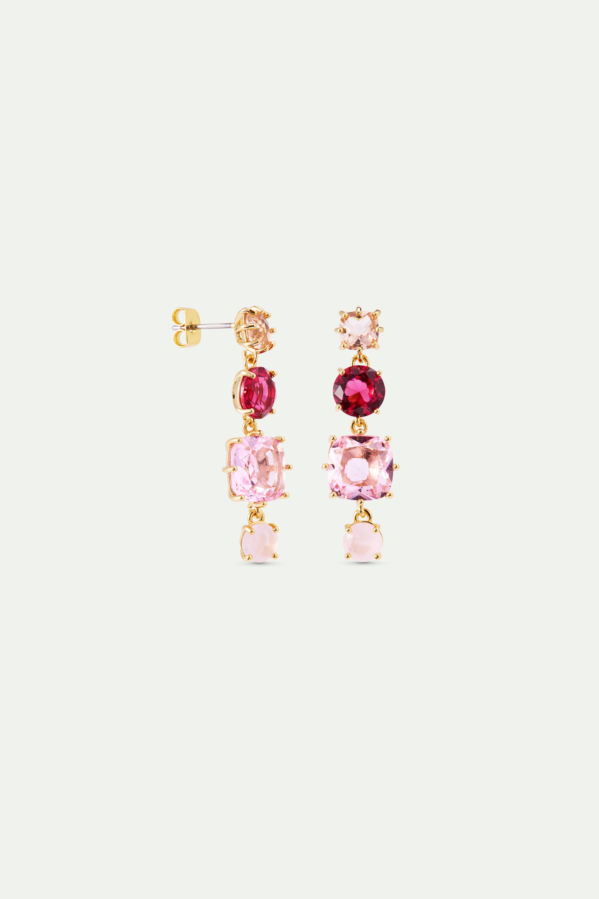 Diamantine earrings with 4 Rosa Centifolia stones