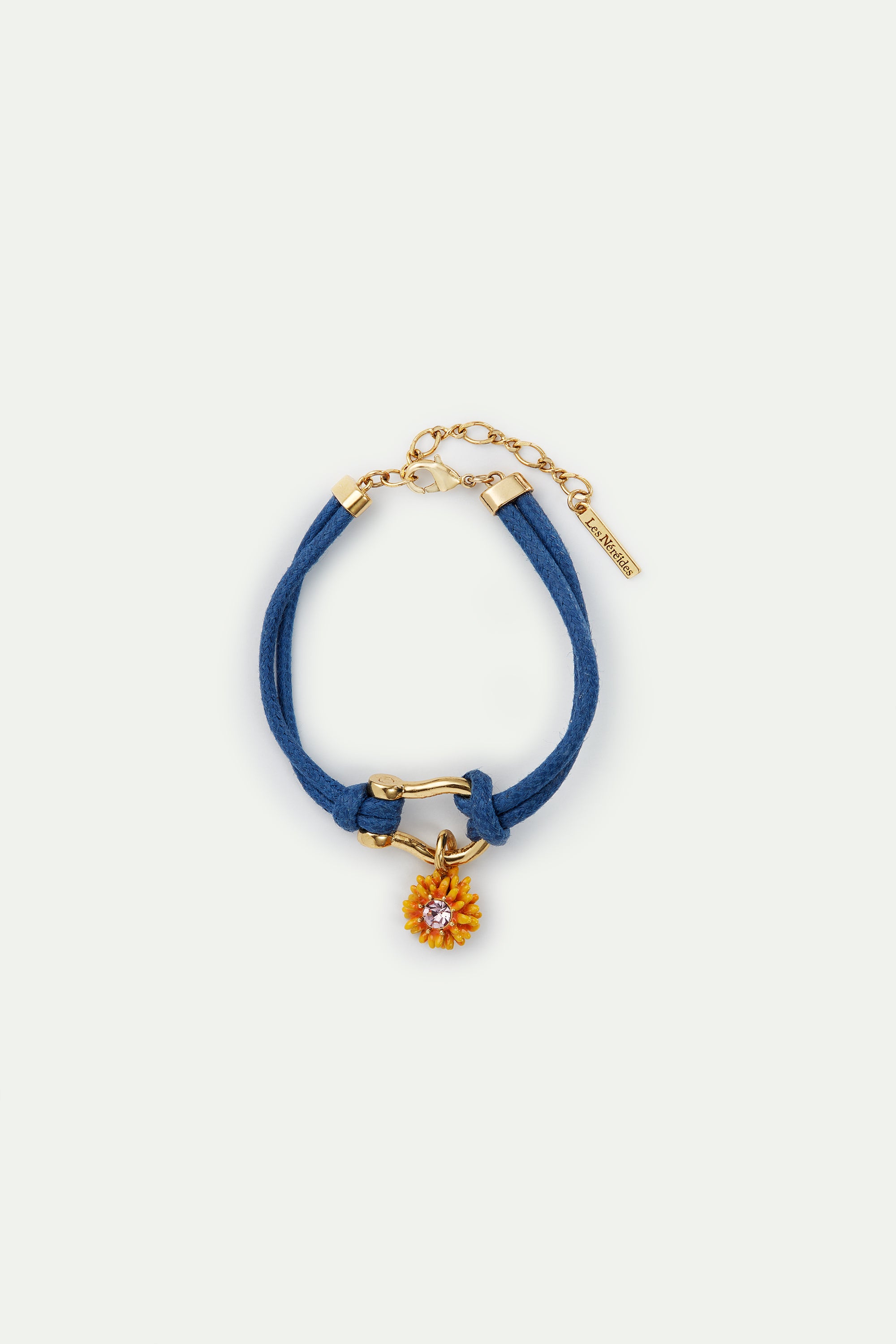 Carabiner and little flower blue bracelet