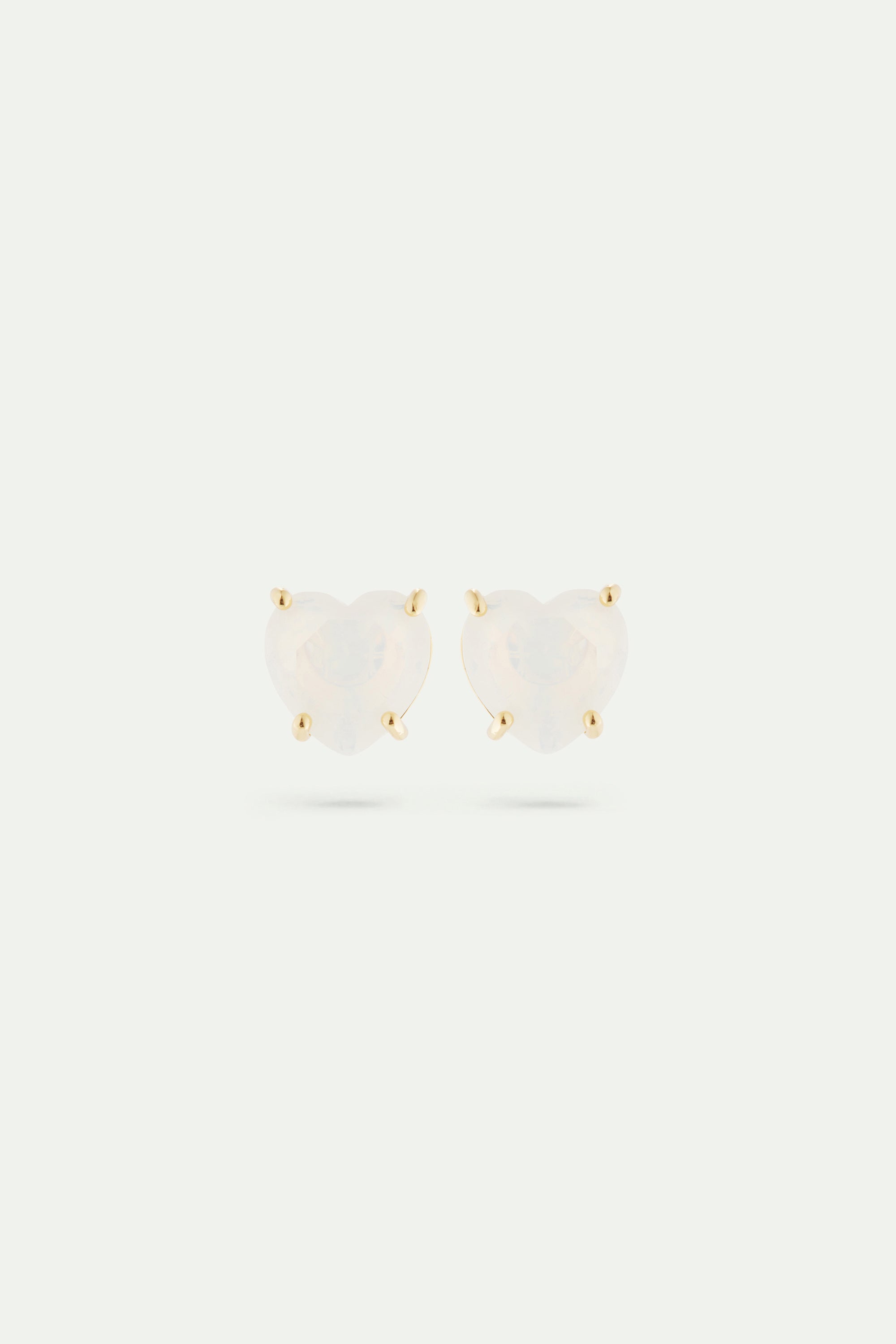 Opalescent white Diamantine heart-shaped stone post earrings