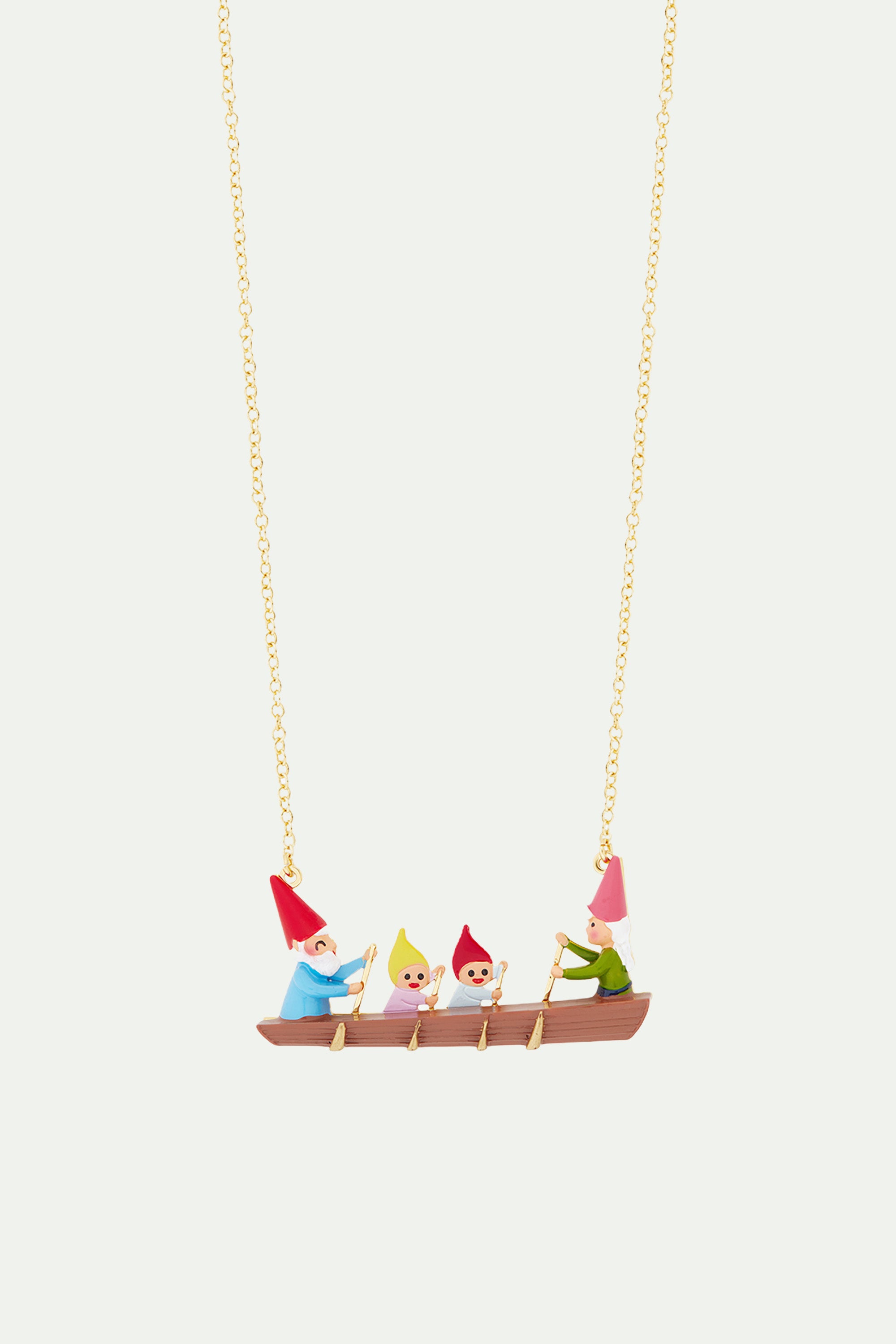 Canoeing Toadstool Family statement necklace