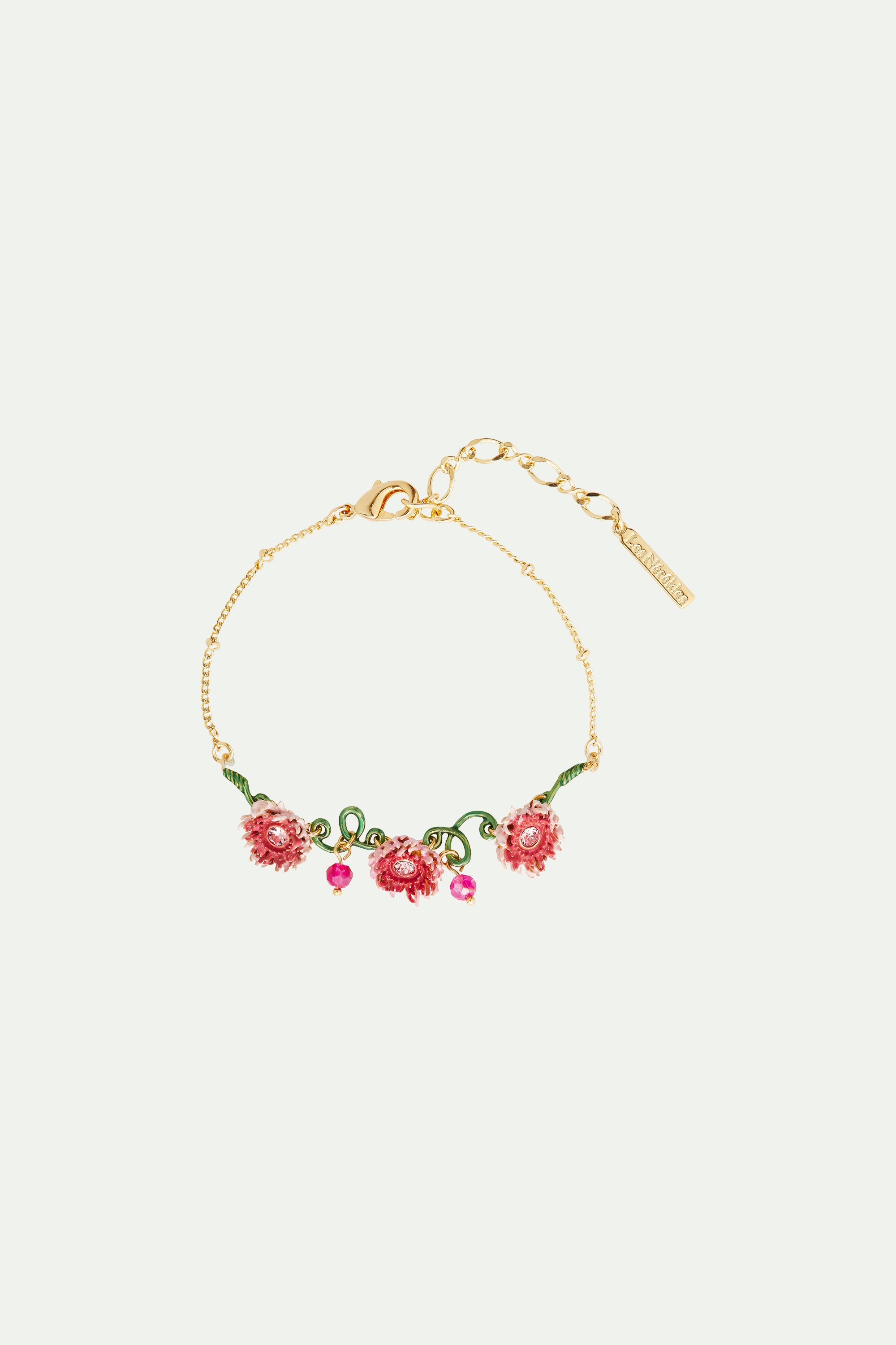 Chrysanthemum and stem fine bracelet