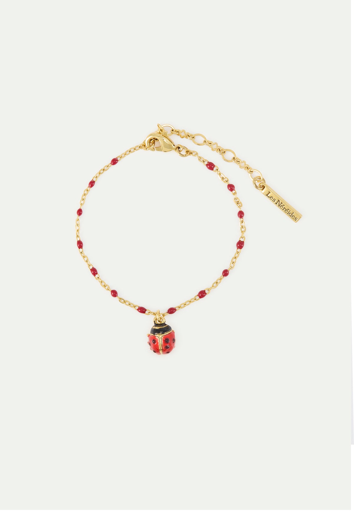 Pulsera fina mariquita roja y negra