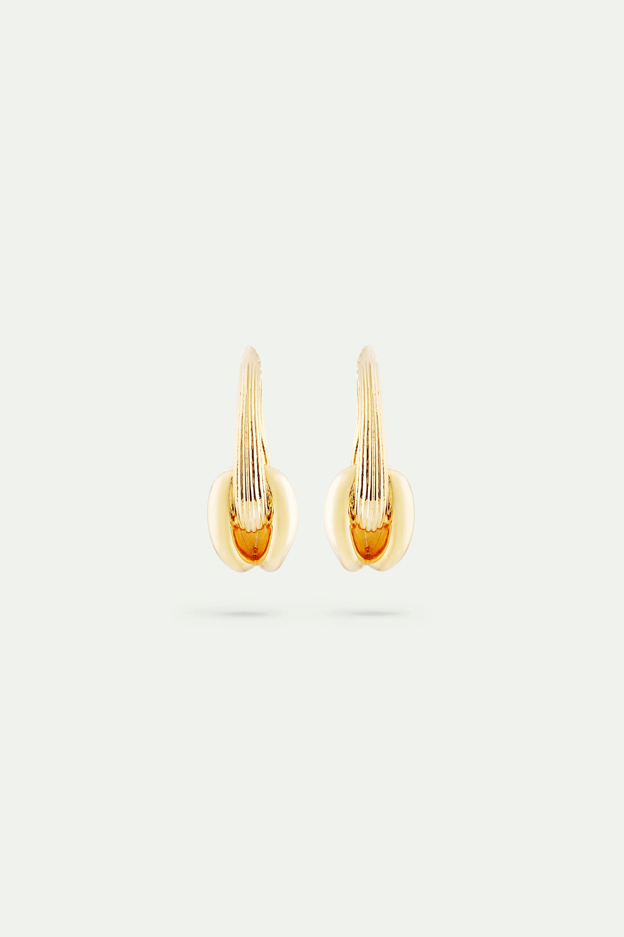 Gold and faceted glass hoop earrings