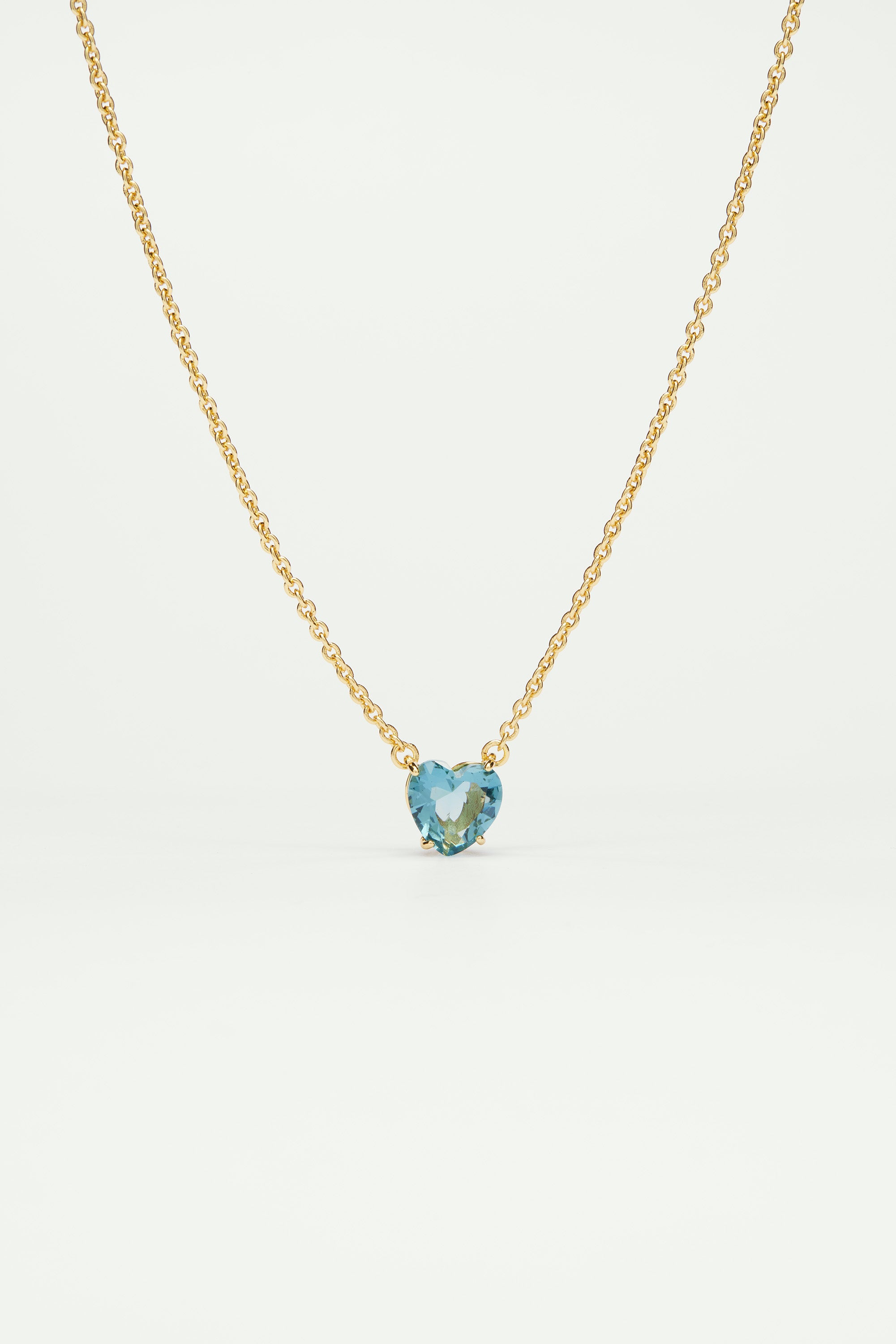 La Diamantine Acqua Azzura Heart Stone Pendant Necklace