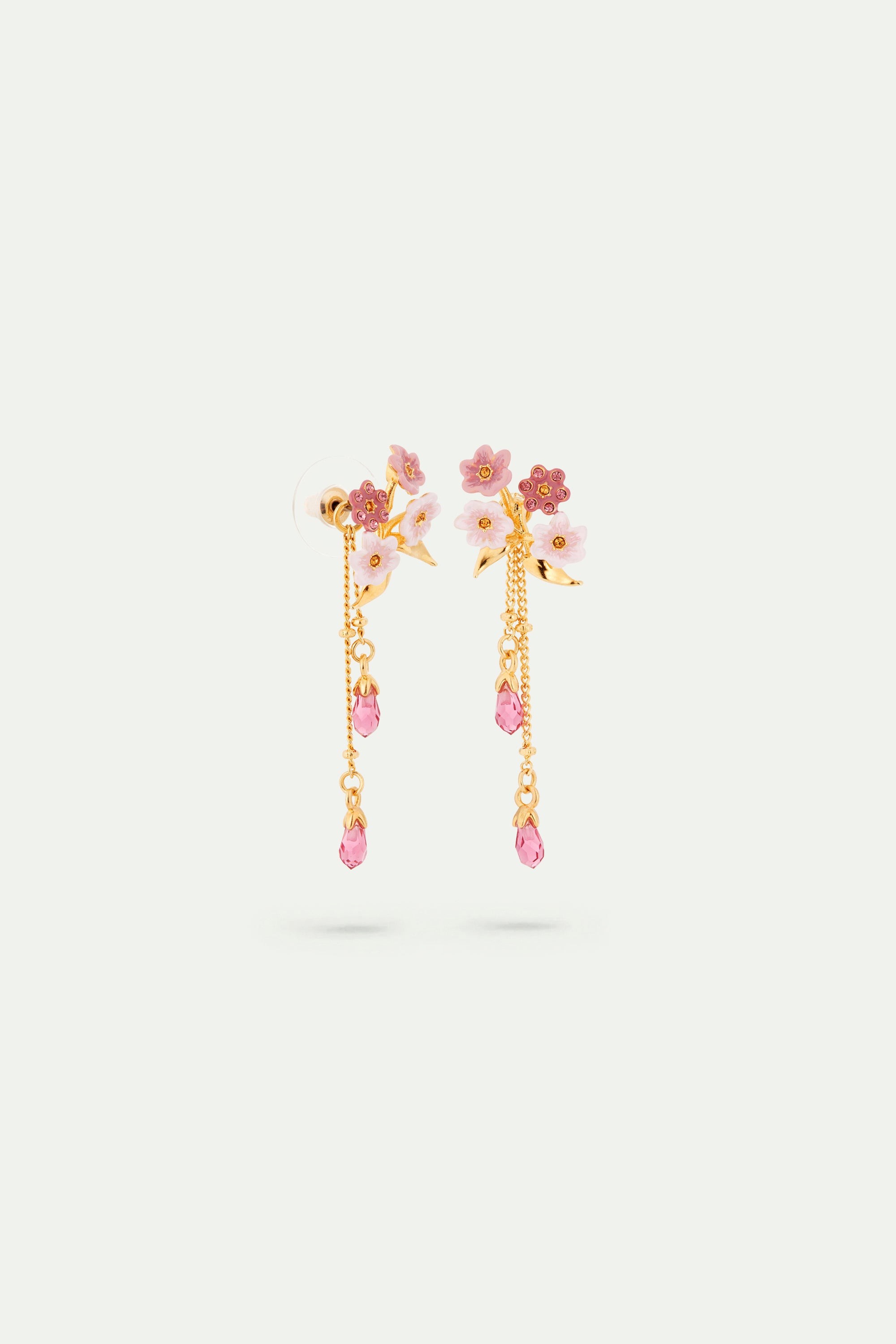 Pendientes colgantes con flor de jazmín rosa