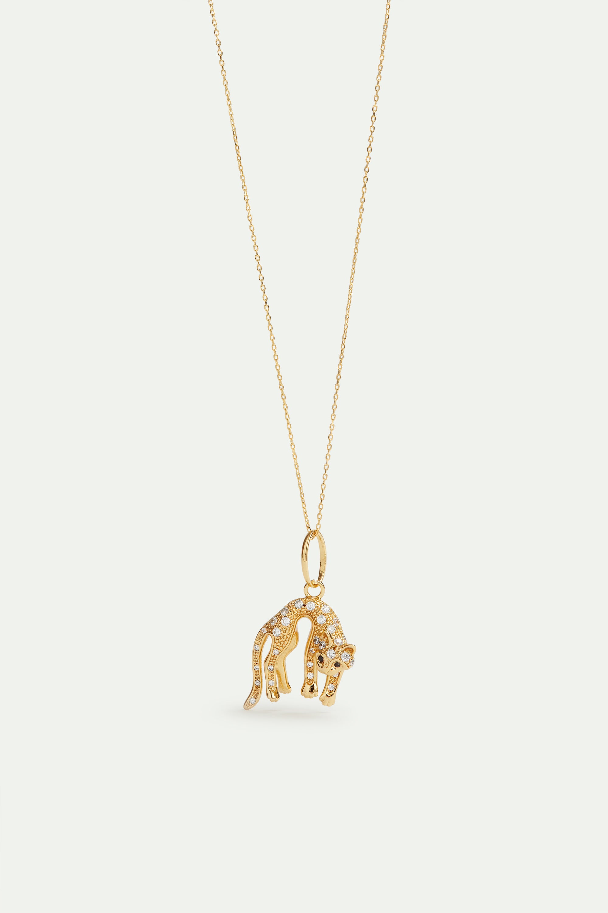 Golden cat with crystals pendant, Care and Gentleness