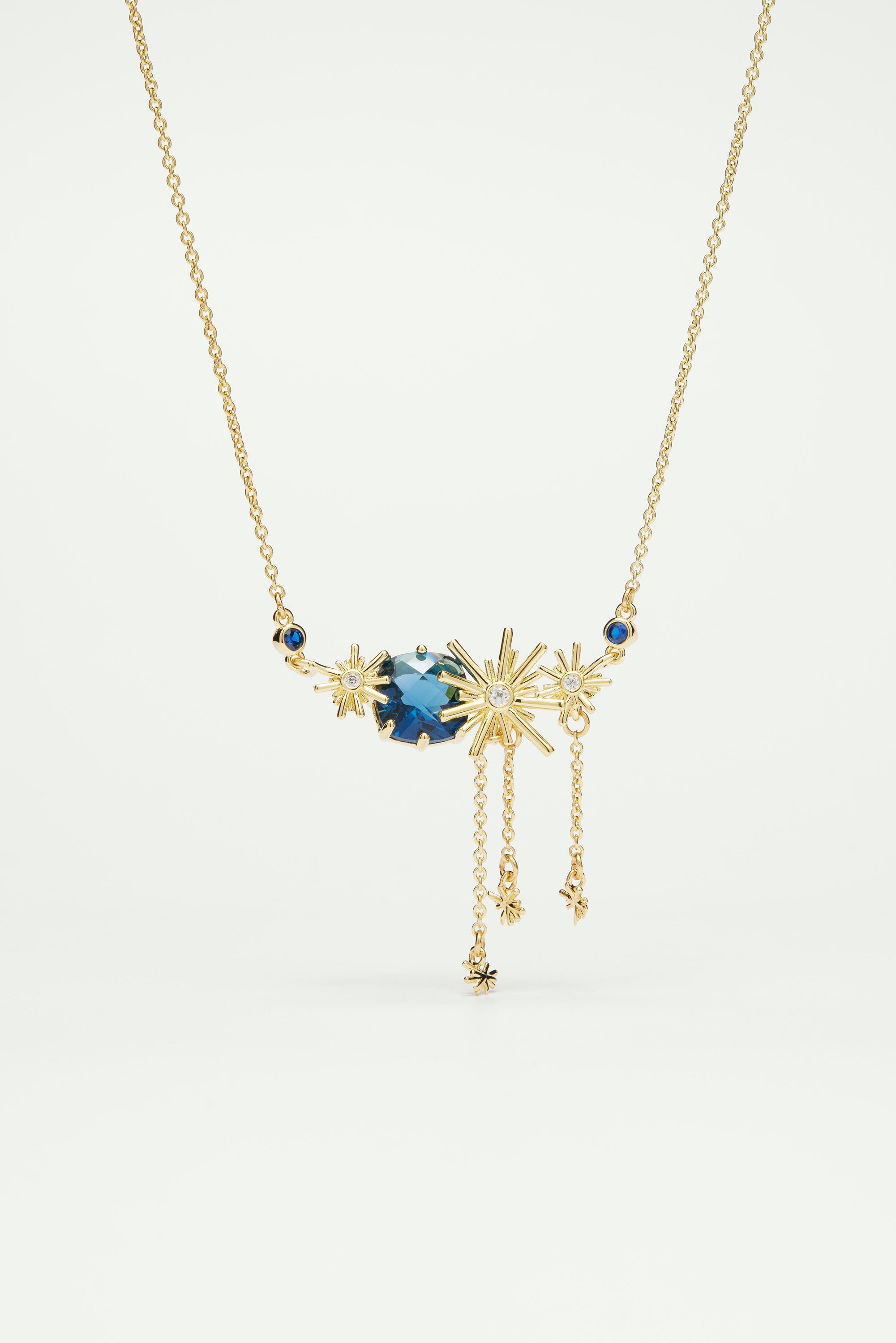 Gold stars and blue stone statement necklace