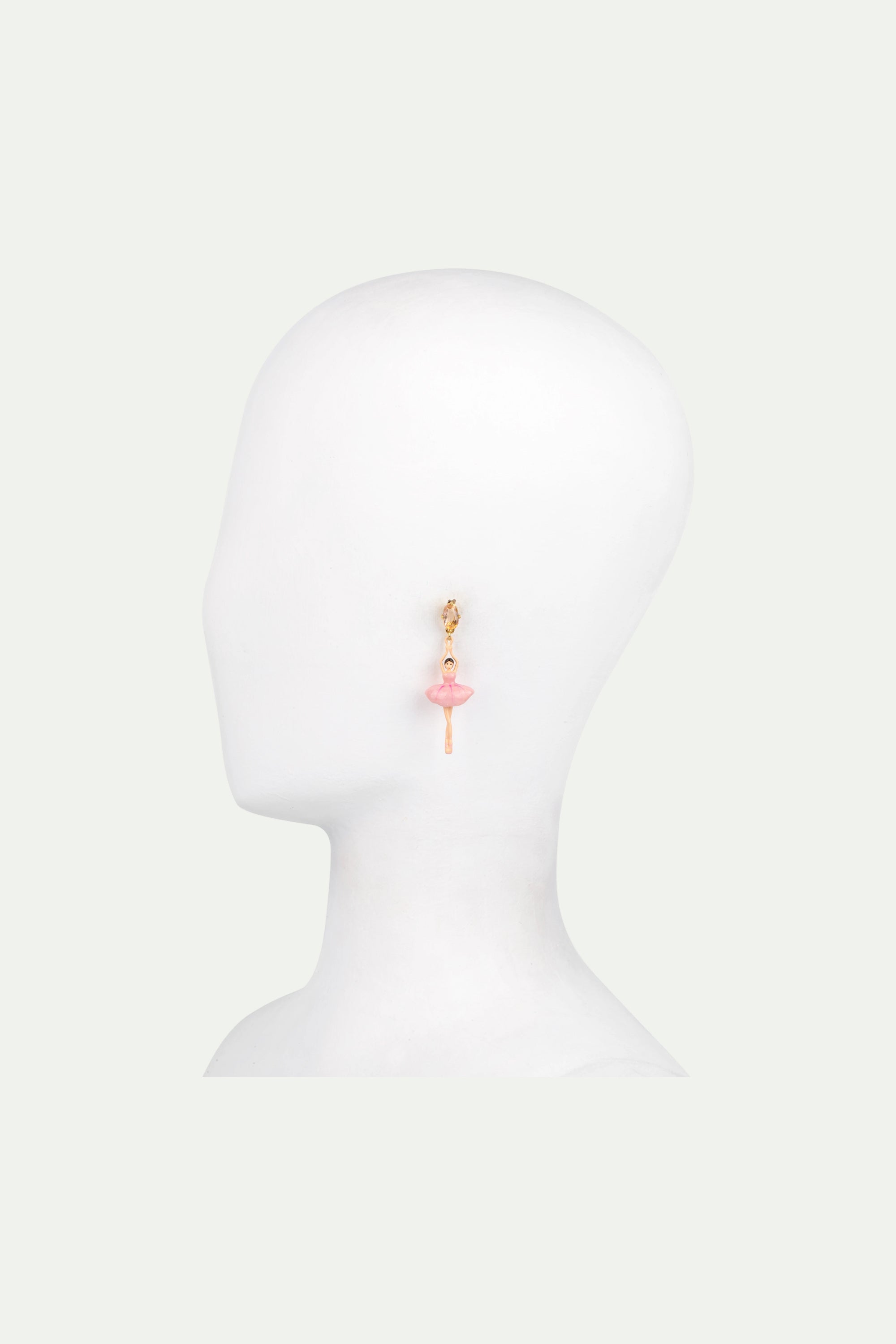 Pink ballerina and stone stud earrings