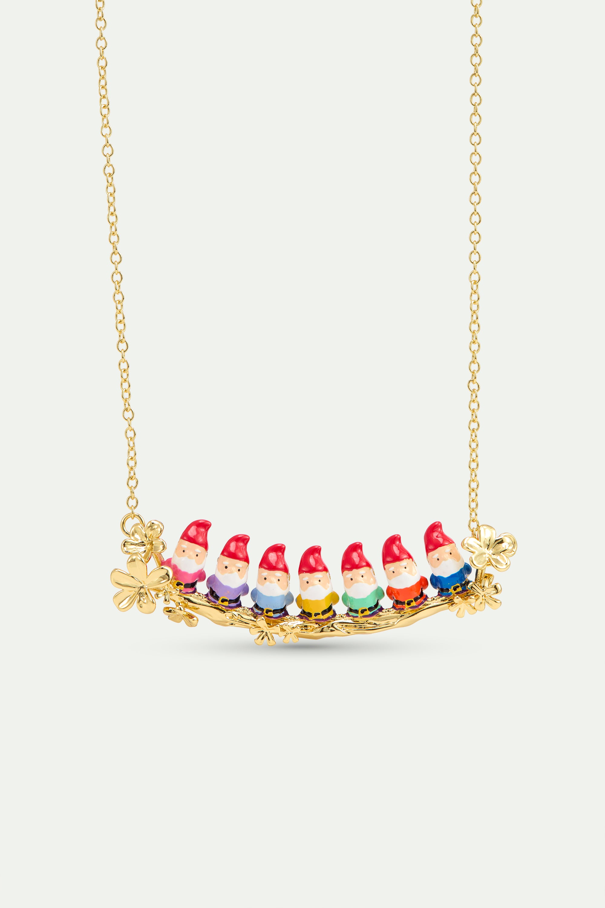 Collier plastron les Sept Nains et fleurs dorées