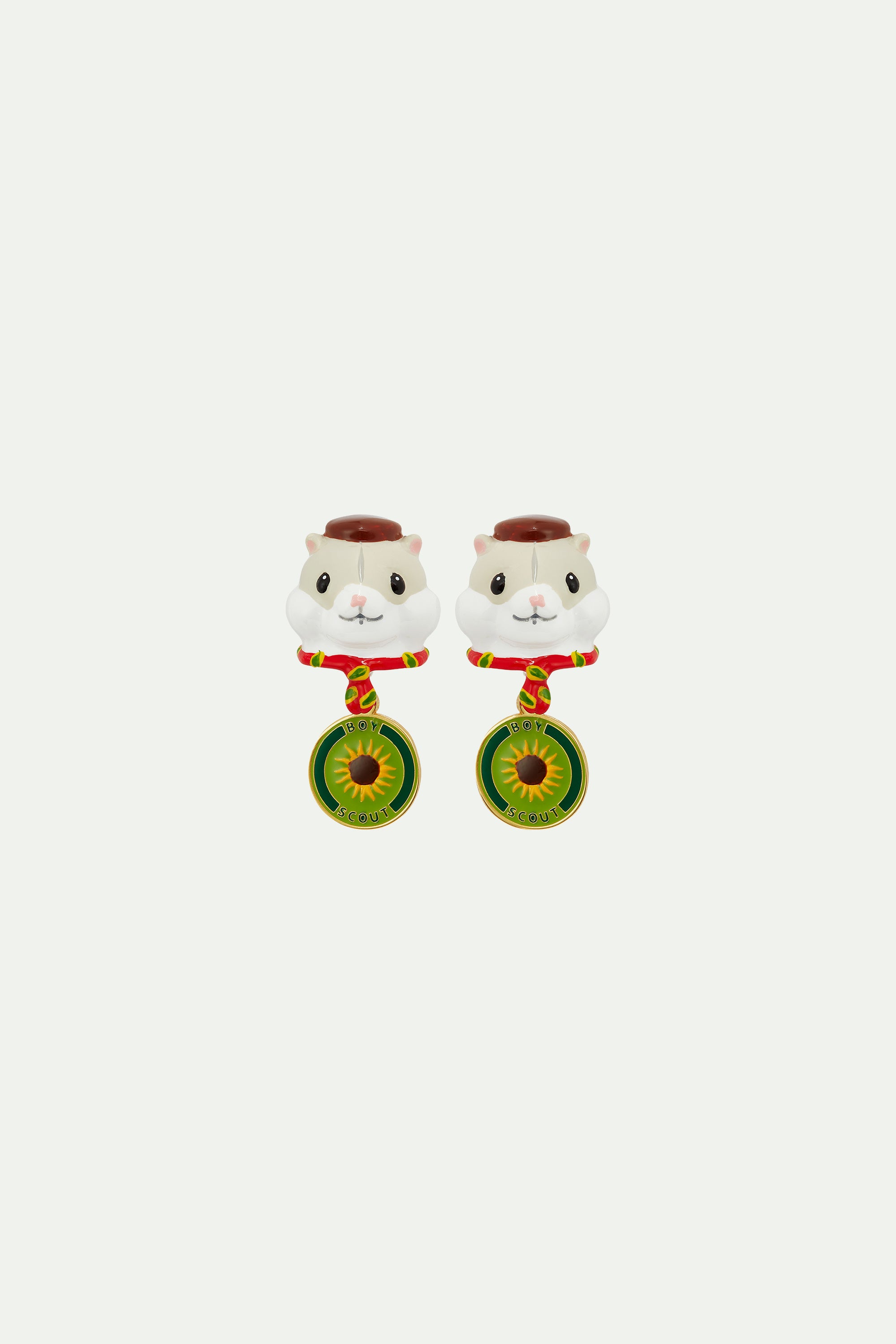 Scout hamster and sunflower badge post earrings