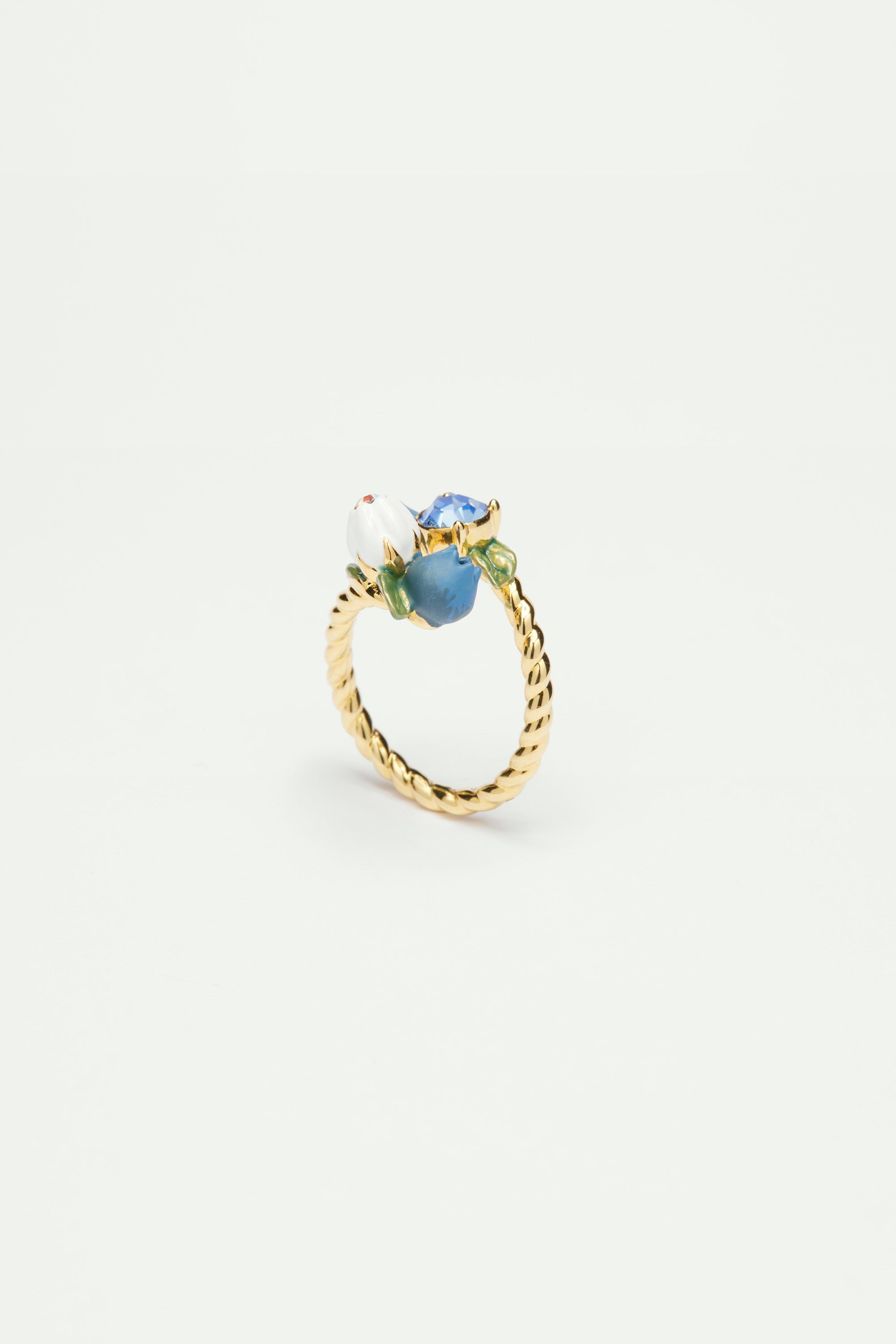 Blueberry and round stone adjustable ring
