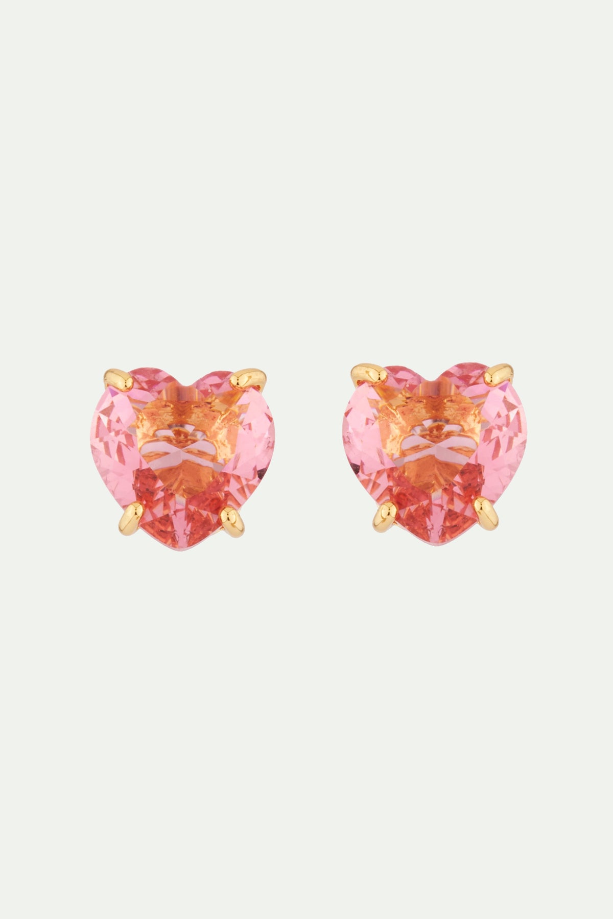 Pendientes bolitas piedra corazón rosa melocotón La Diamantine Multicolore