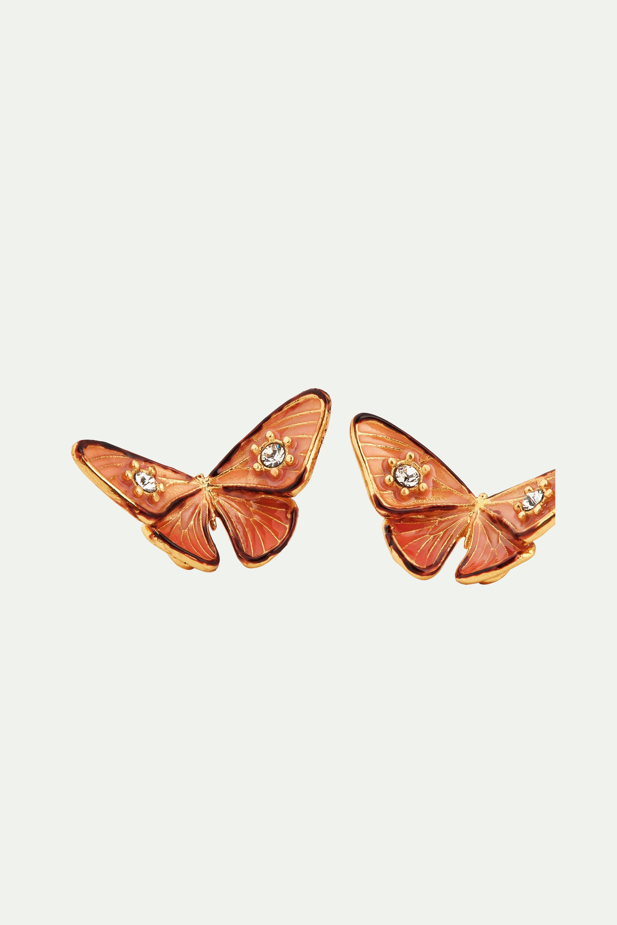 Enamelled butterfly and stone earrings