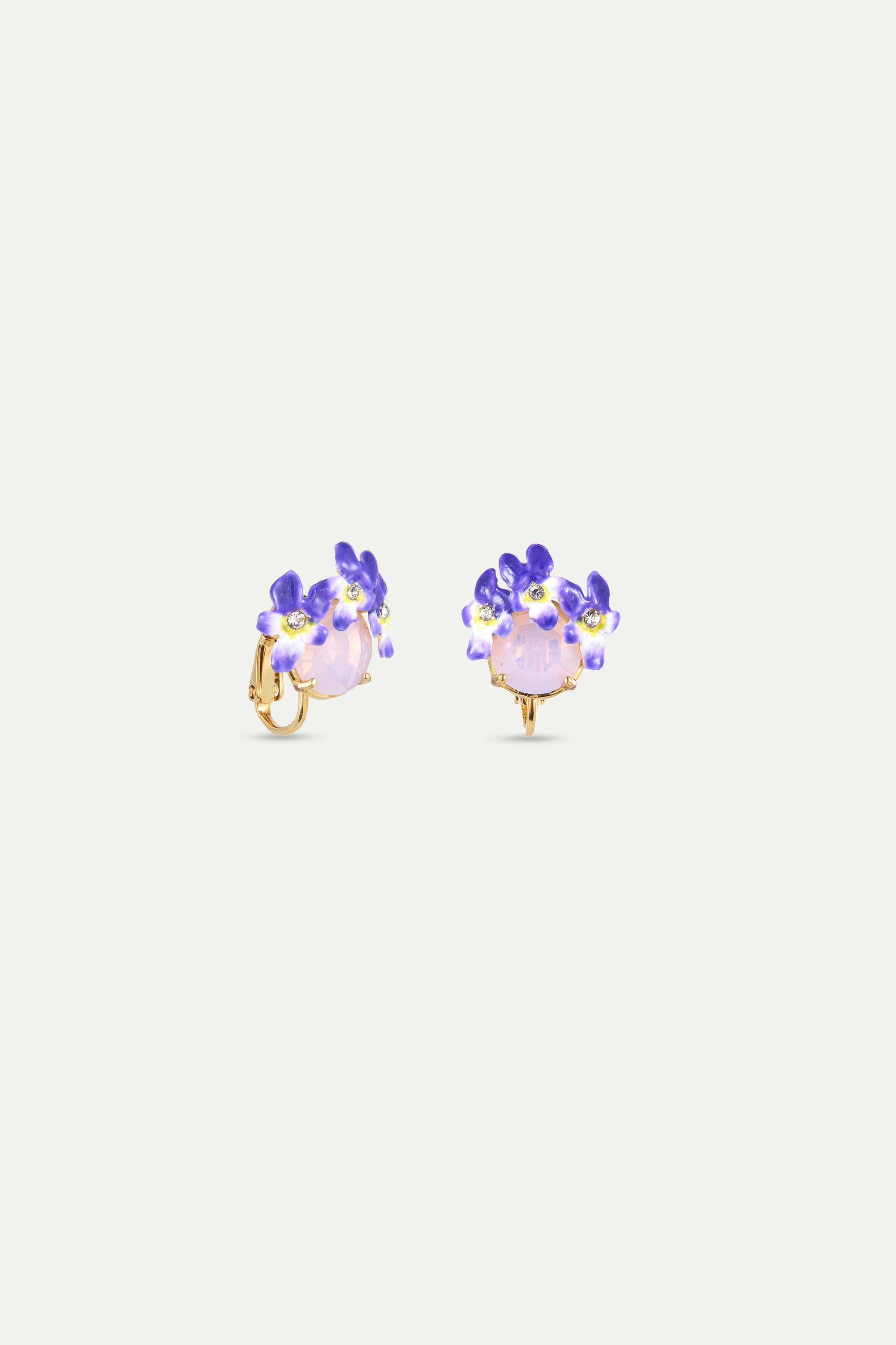 Boucles d'oreilles pierre ronde facettée rose et violettes