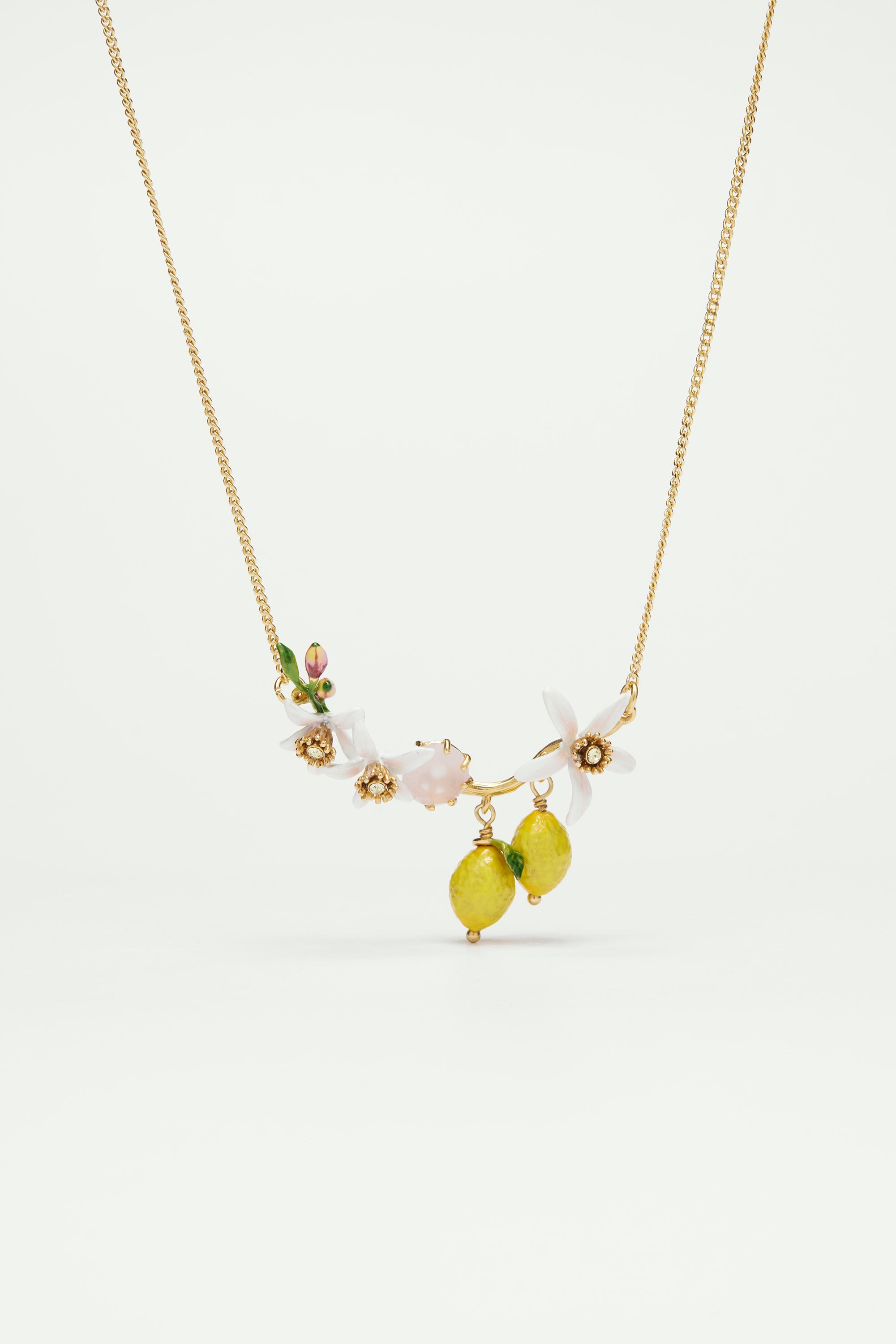 Lemons, flower buds and lemon blossom statement necklace
