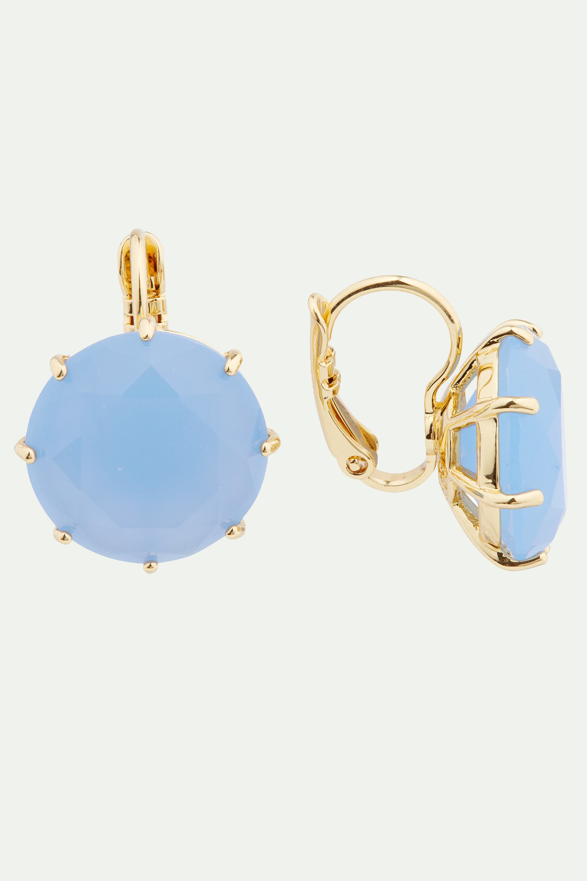 Sky blue Diamantine round stone sleeper earrings