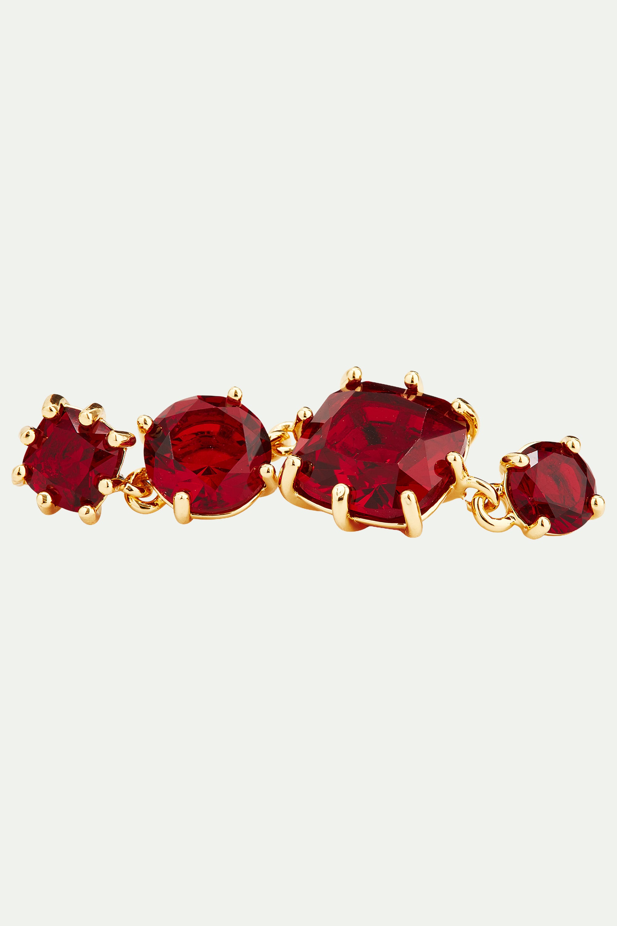 Garnet red diamantine 4 Stone clip-on earrings