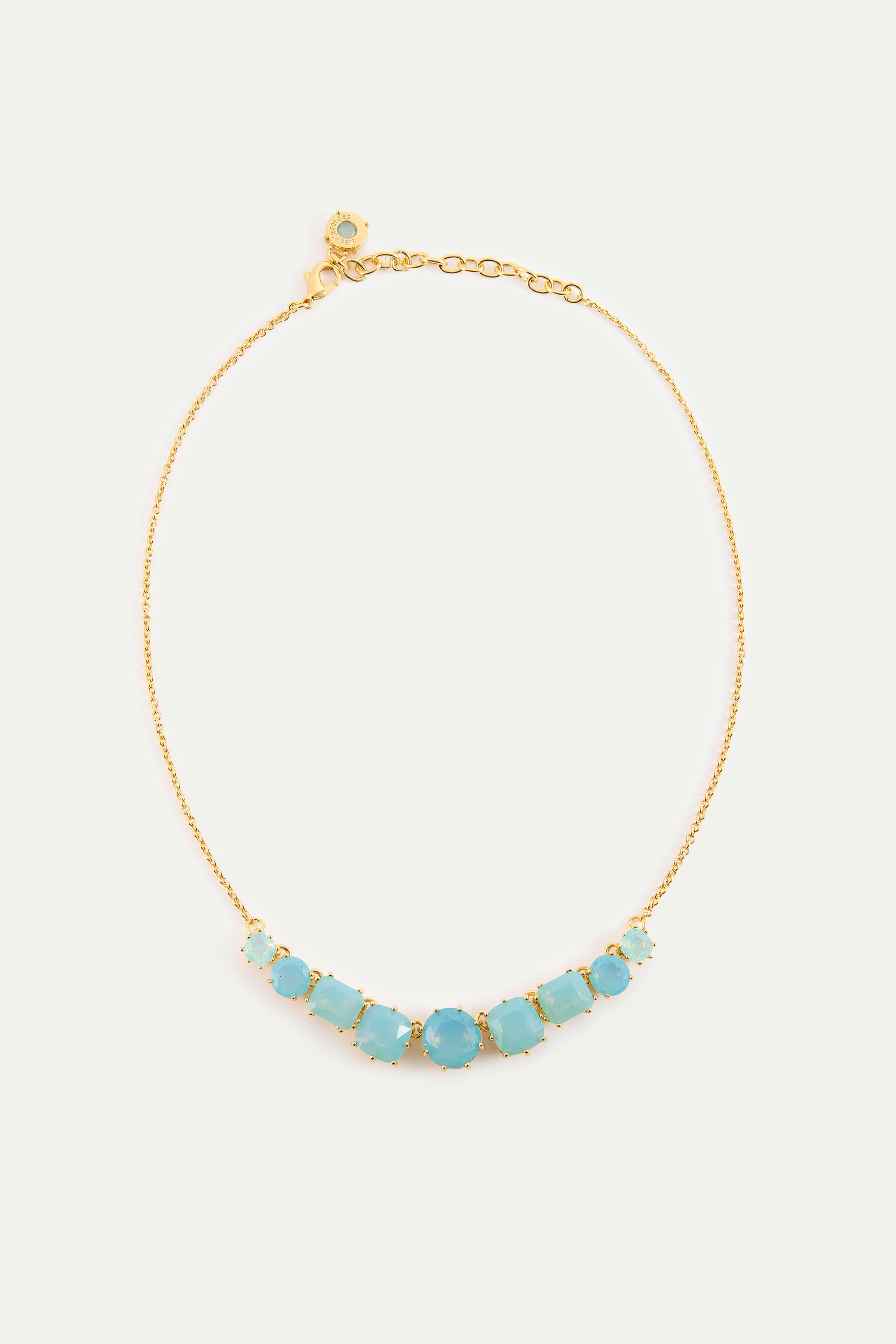 Fine Diamantine necklace with 9 glacier blue stones
