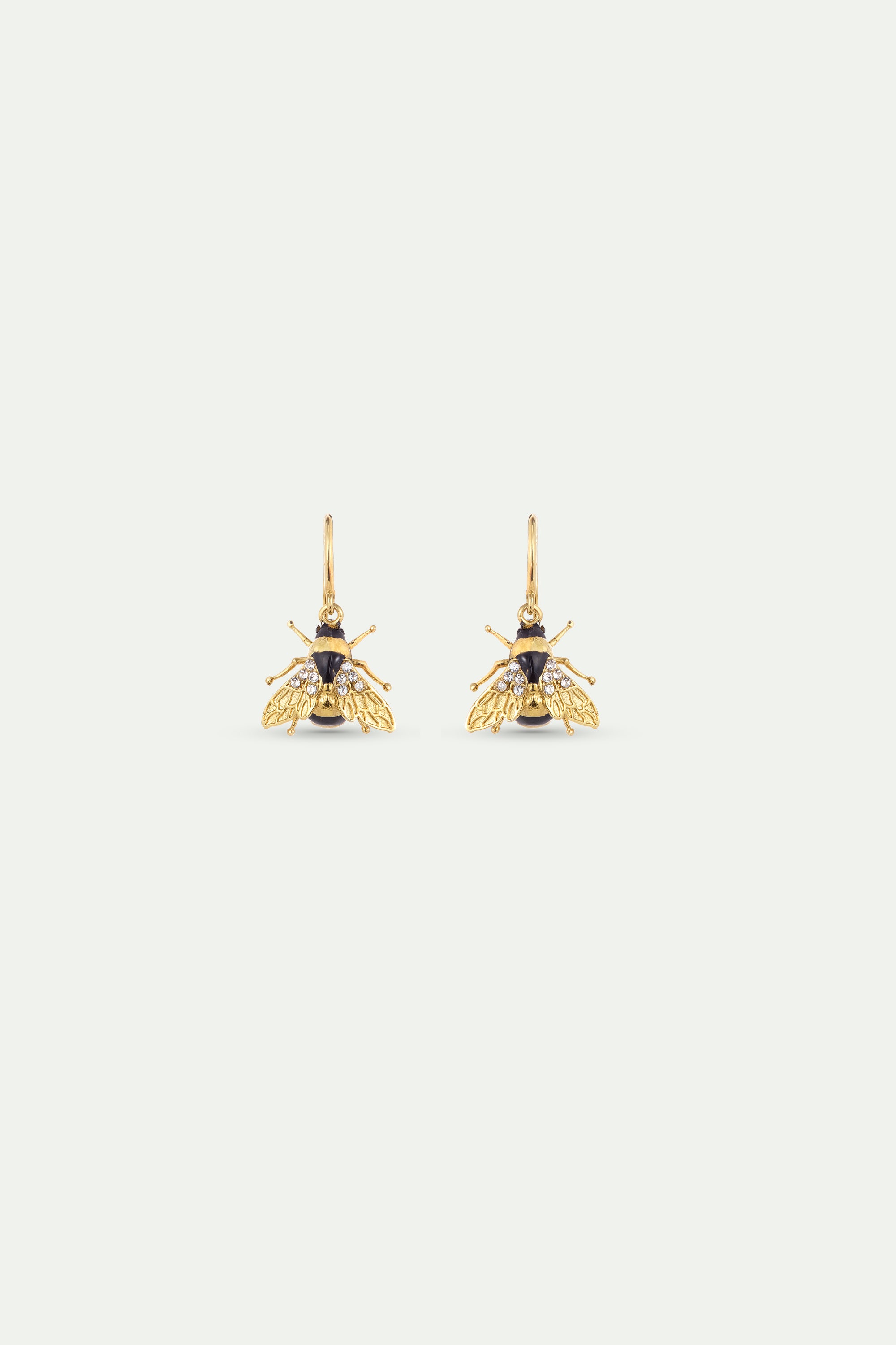 Boucles d'oreilles hook abeille dorée et cristaux