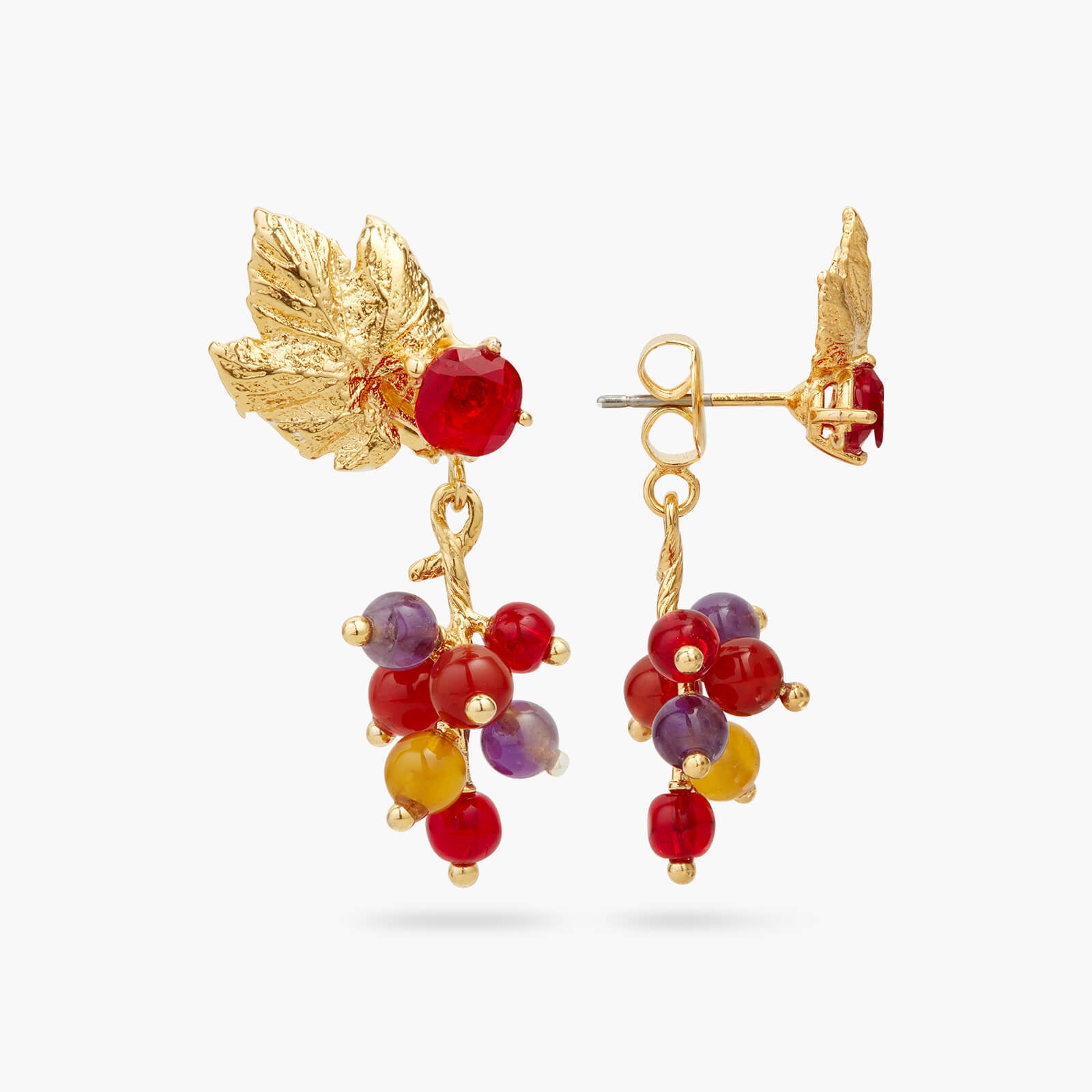 Grapes and vine leaf post earrings