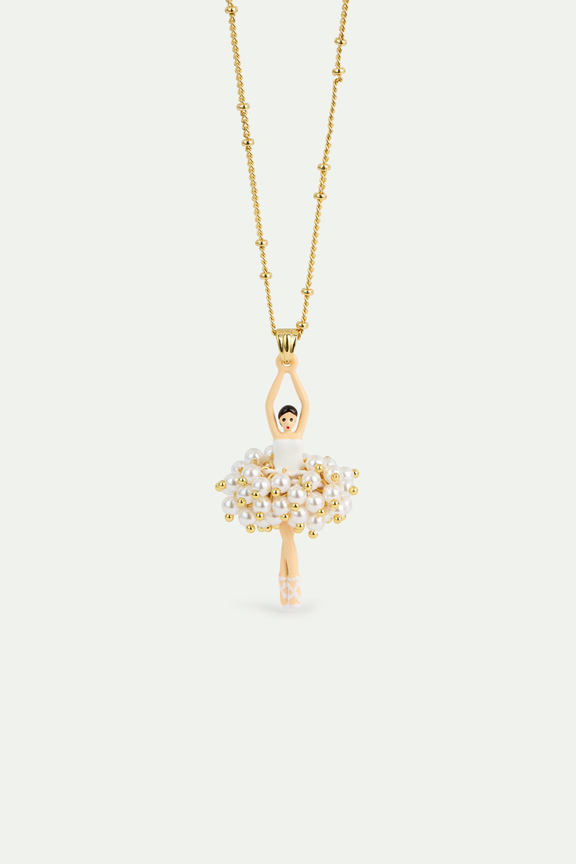 White and gold ballerina pendant necklace