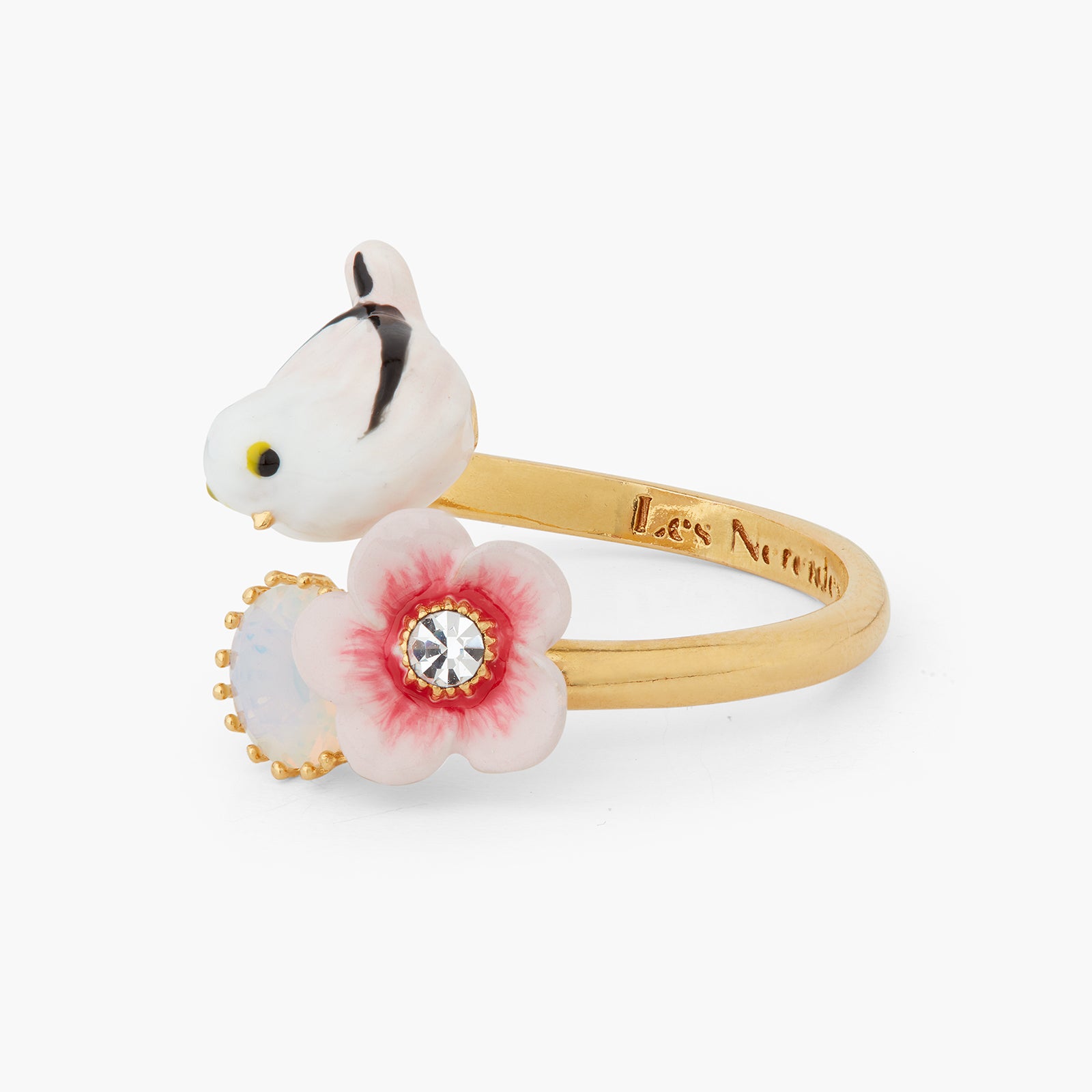 Bird and rose hip adjustable ring