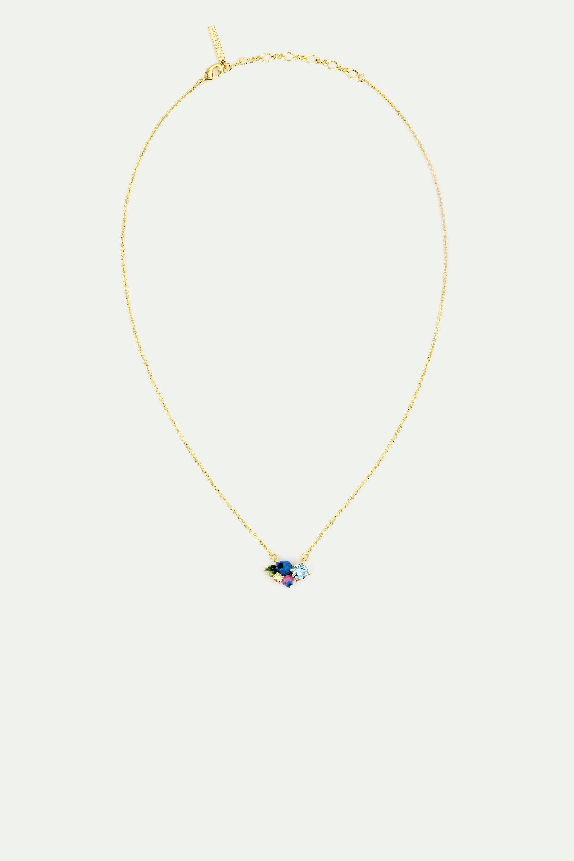 Delicate blueberry necklace with round white and blue stones
