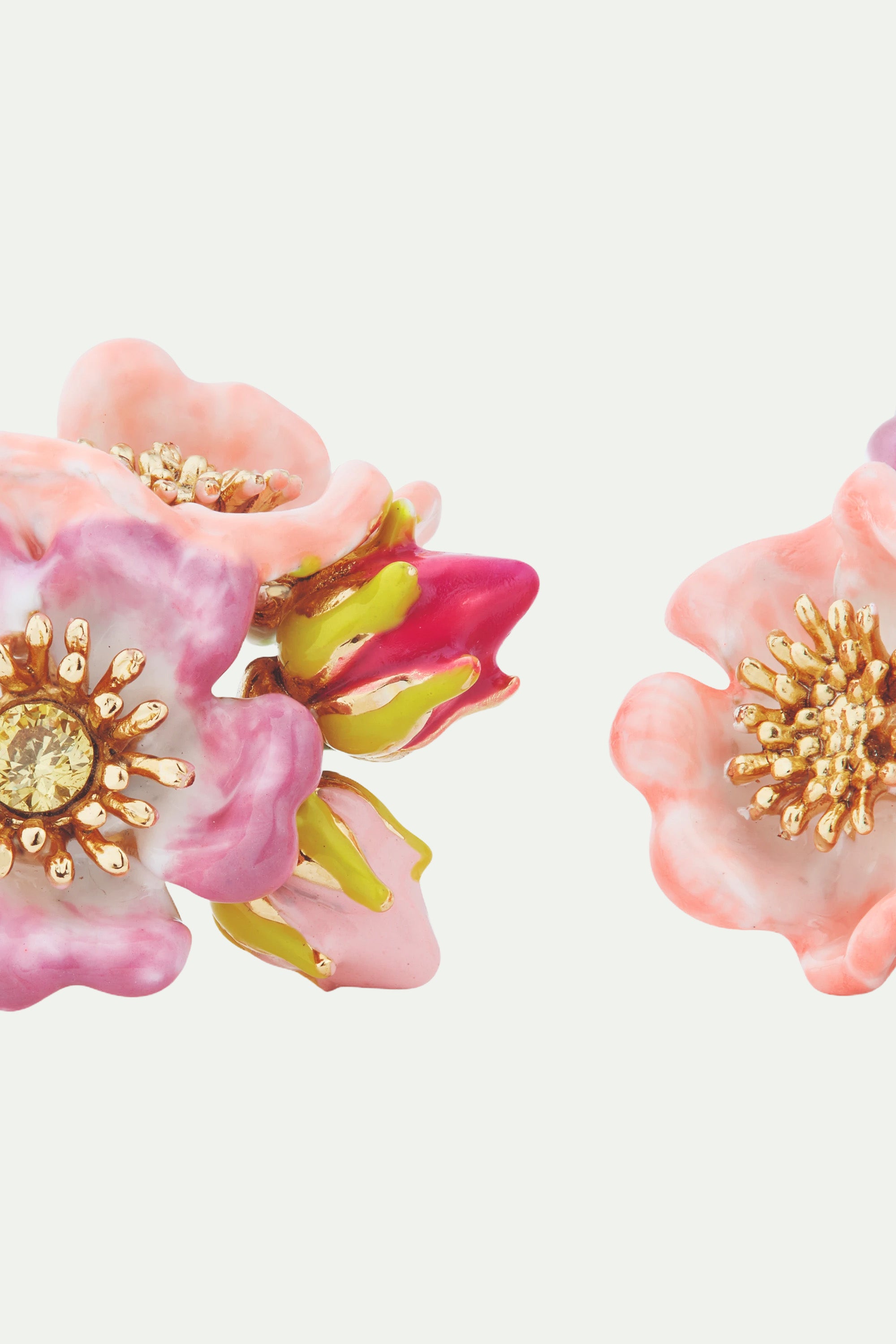 Wild rose and yellow cristal post earrings