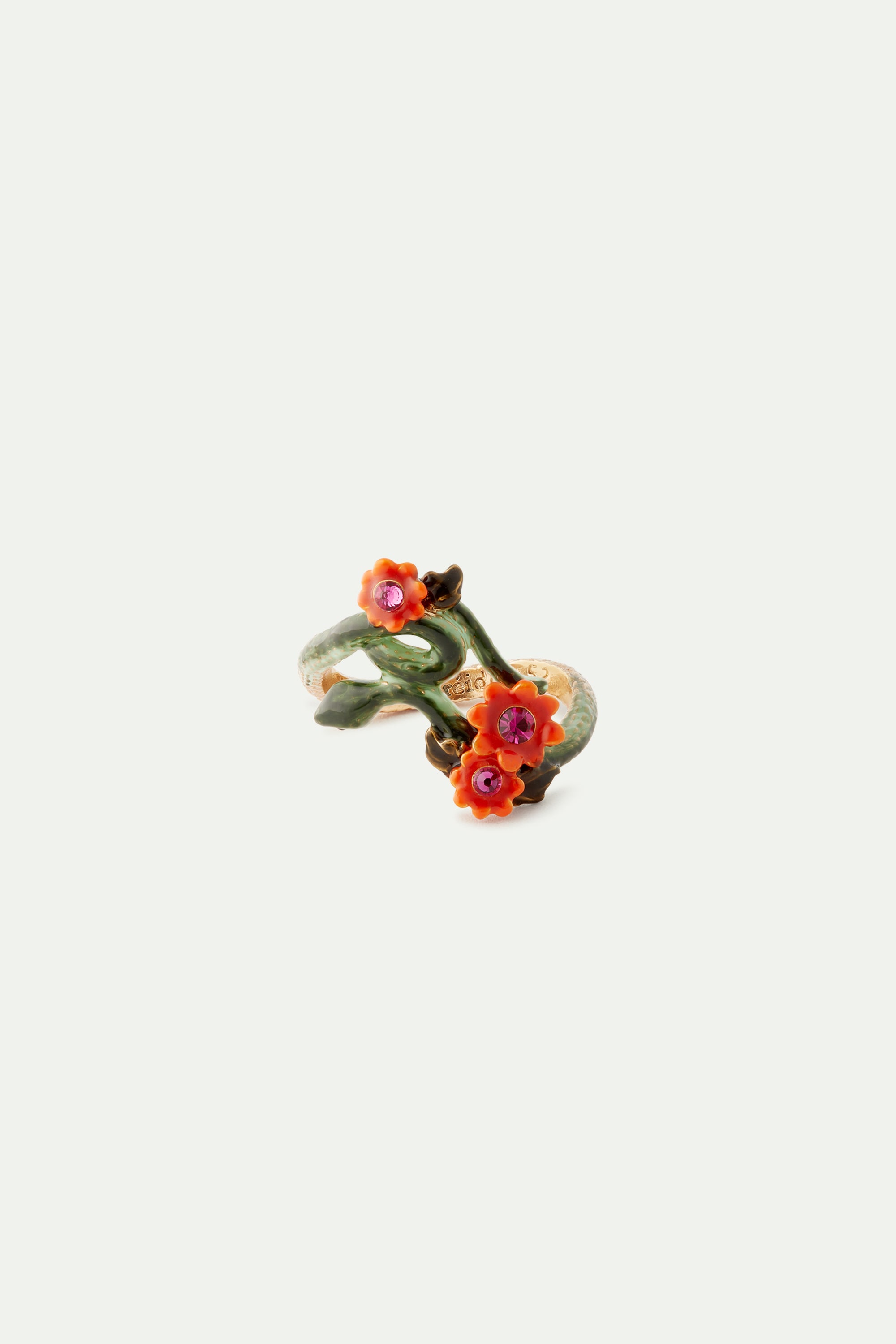 Anillo cóctel serpiente y flor de naranja