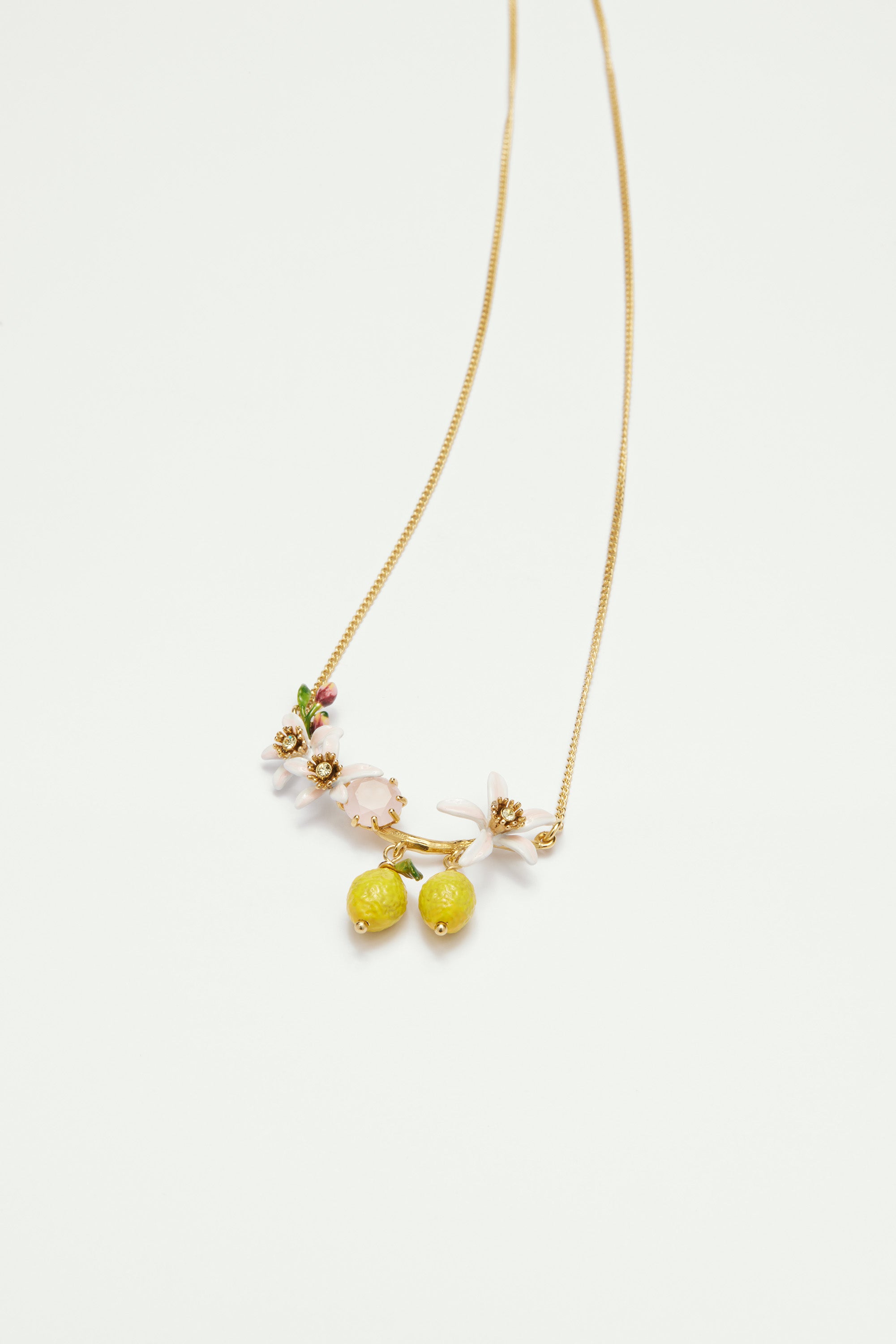 Lemons, flower buds and lemon blossom statement necklace