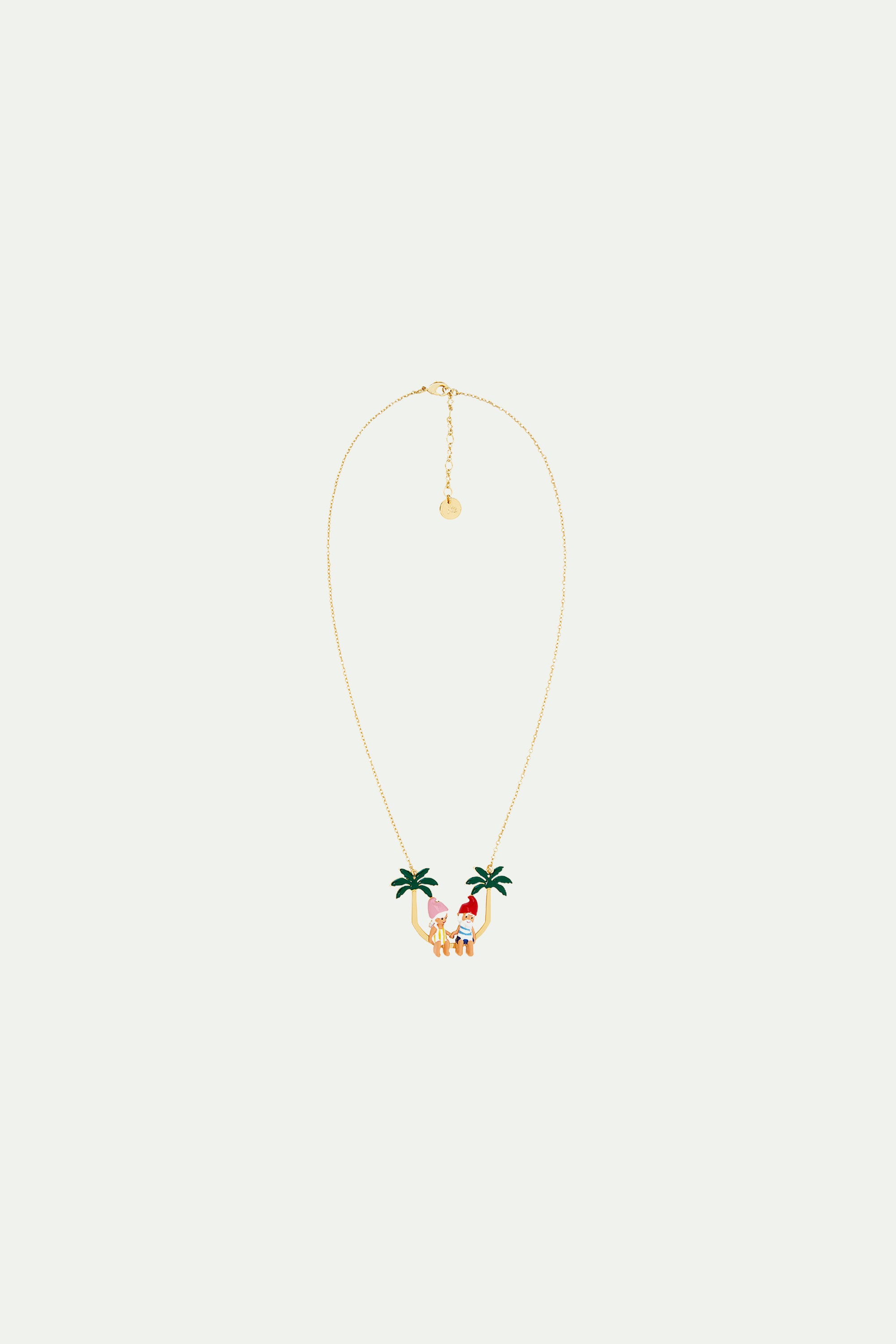 Toadstool family couple and palm tree statement necklace