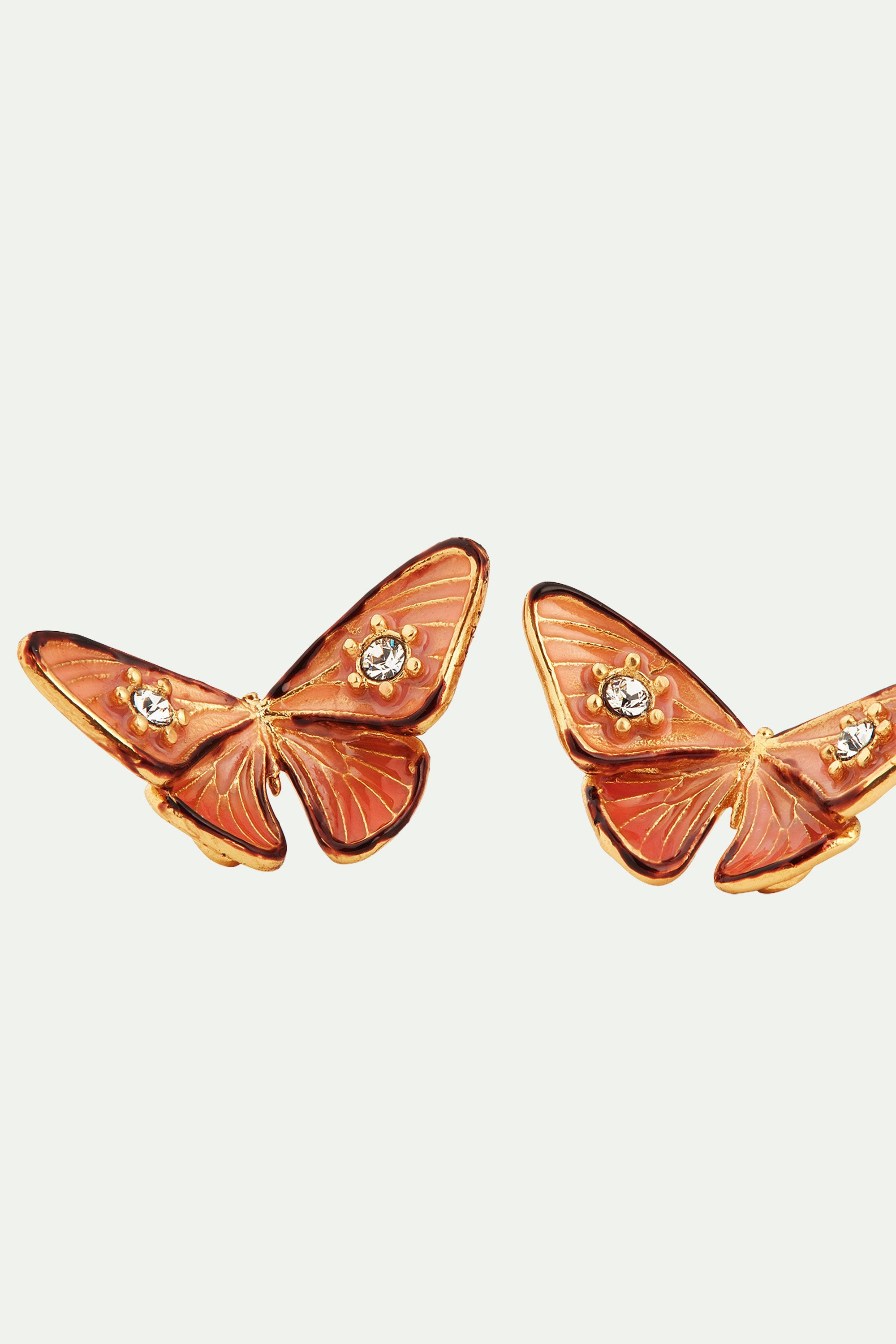 Enamelled butterfly and stone earrings