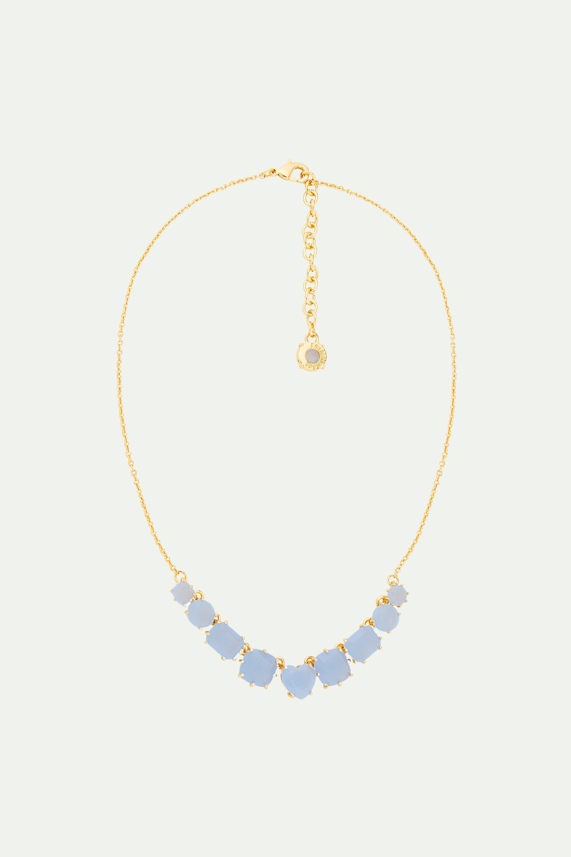Sky blue diamantine 9 stone fine necklace