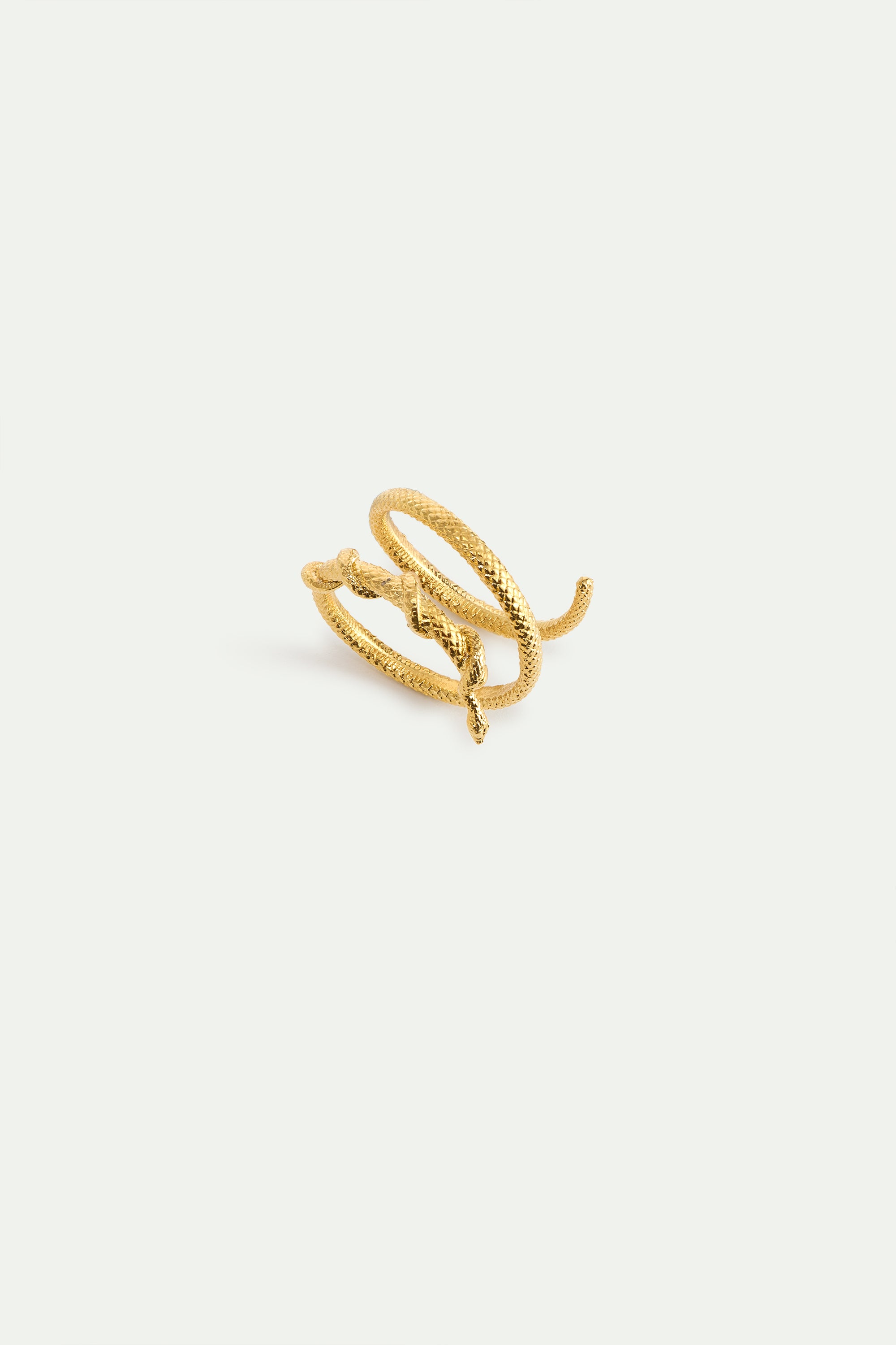 Gold snake-shaped adjustable spiral ring