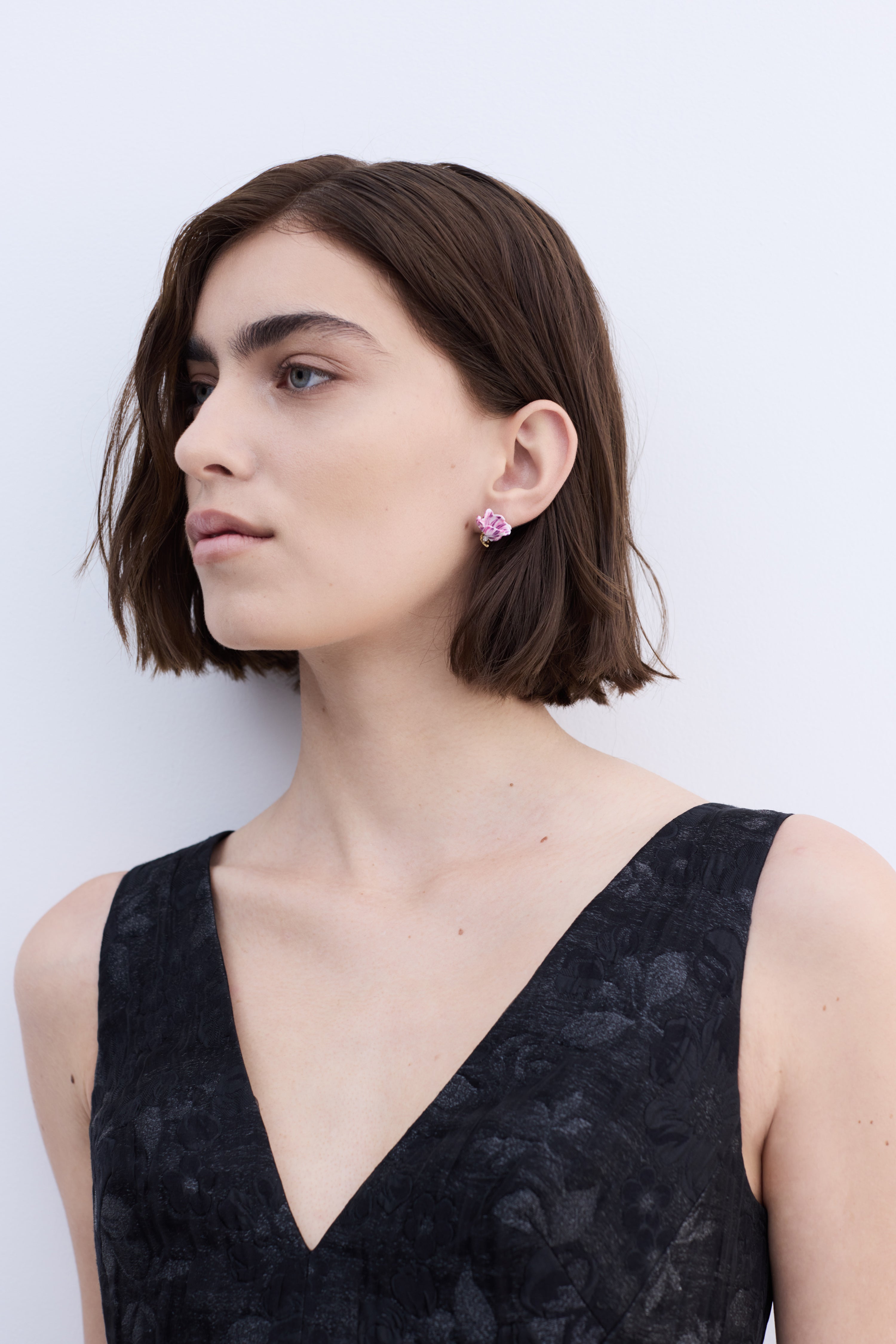 Pendientes tulipán violeta y cristal