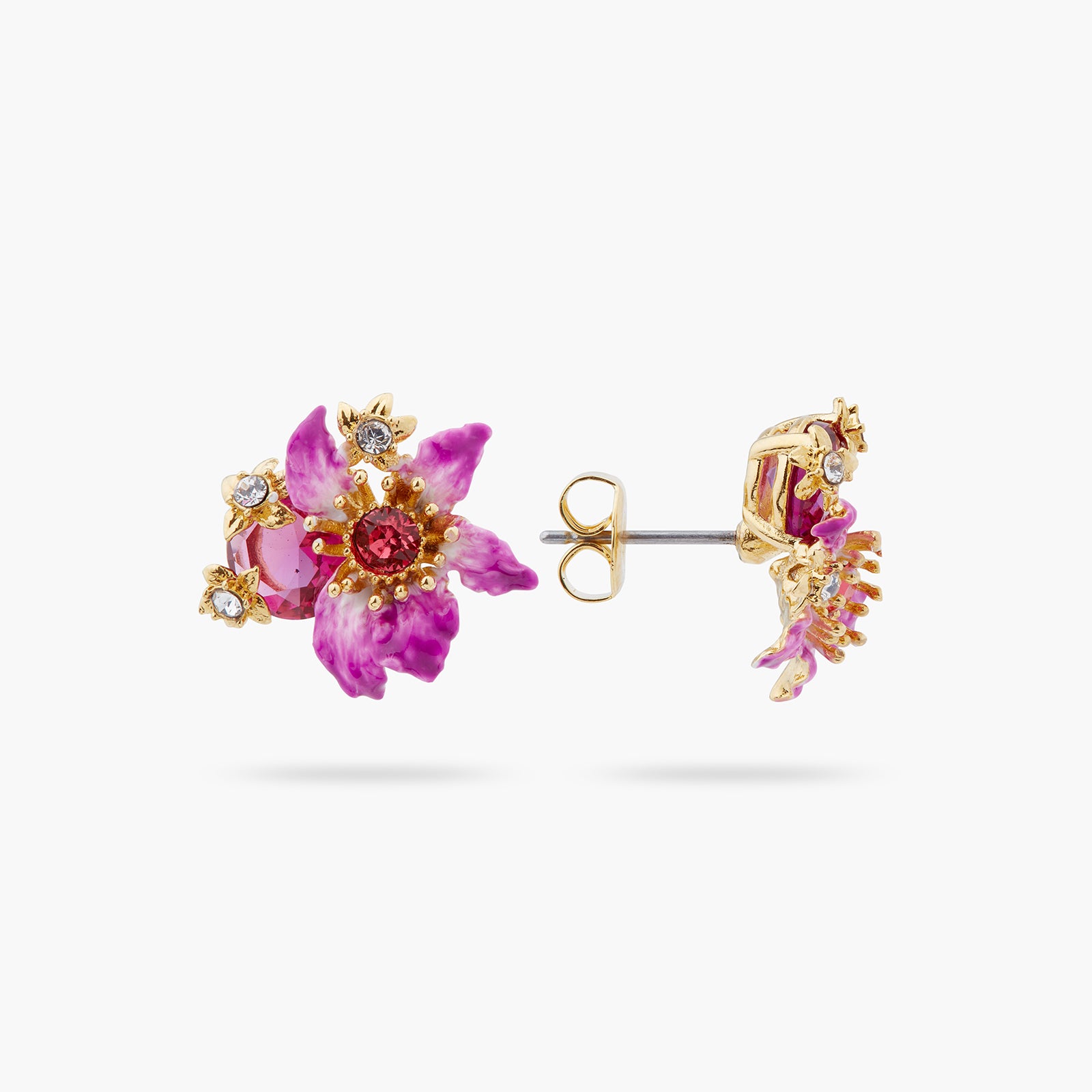 Purple bauhinia flower post earrings