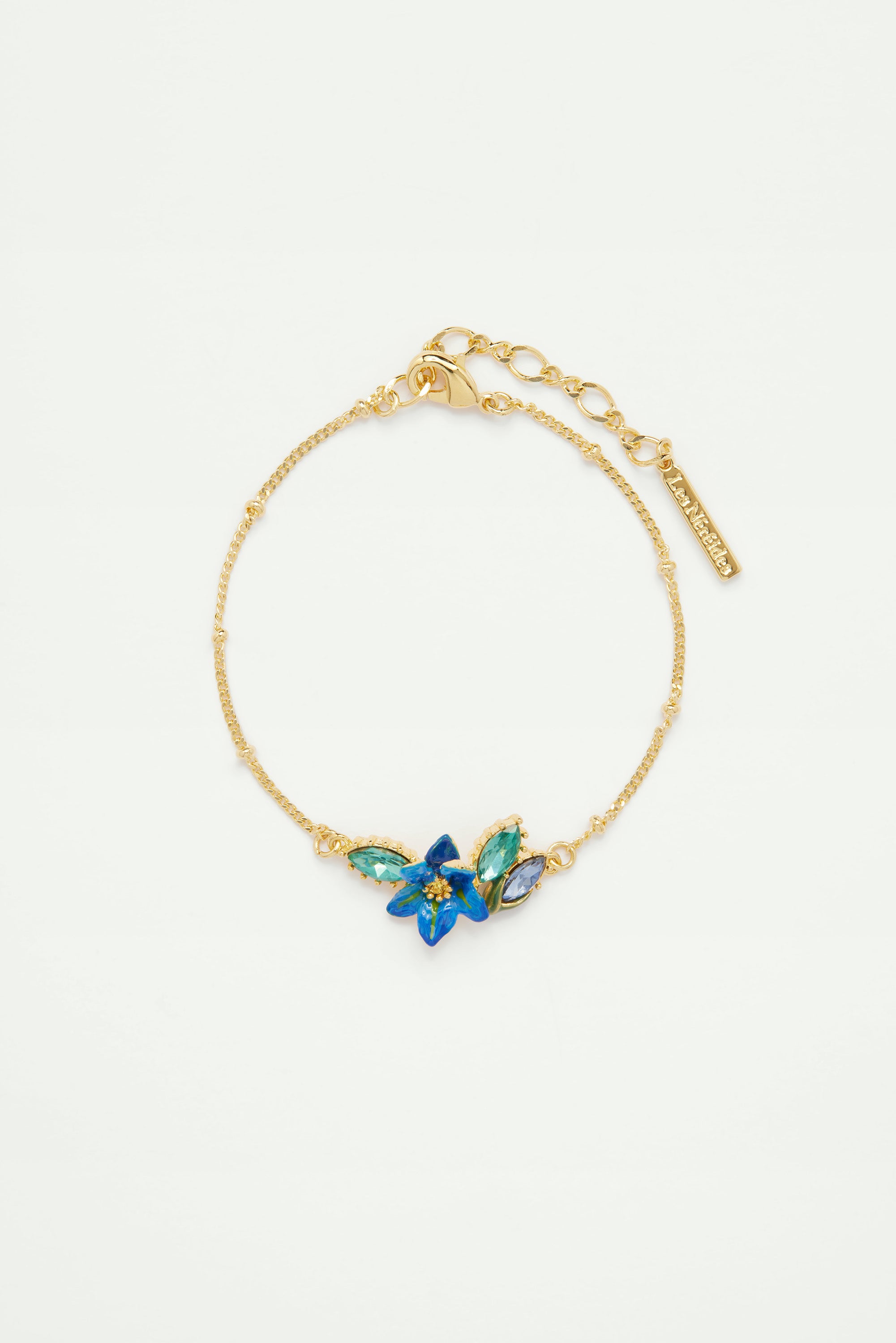 Siberian iris and faceted glass fine bracelet