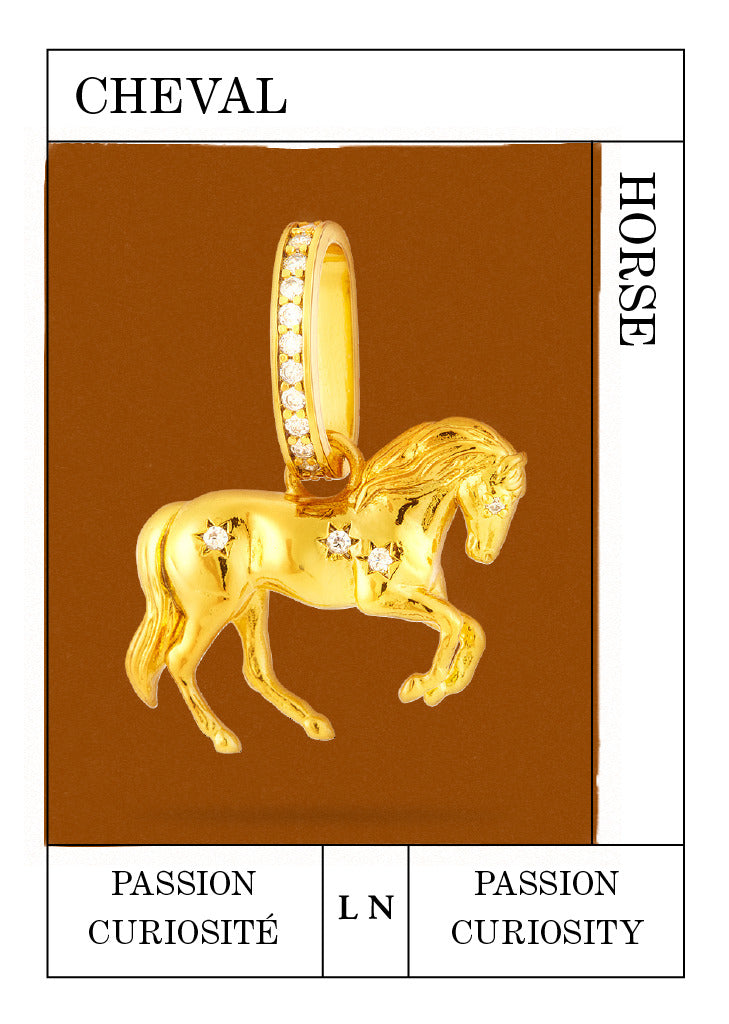 Golden horse pendant, passion and curiosity