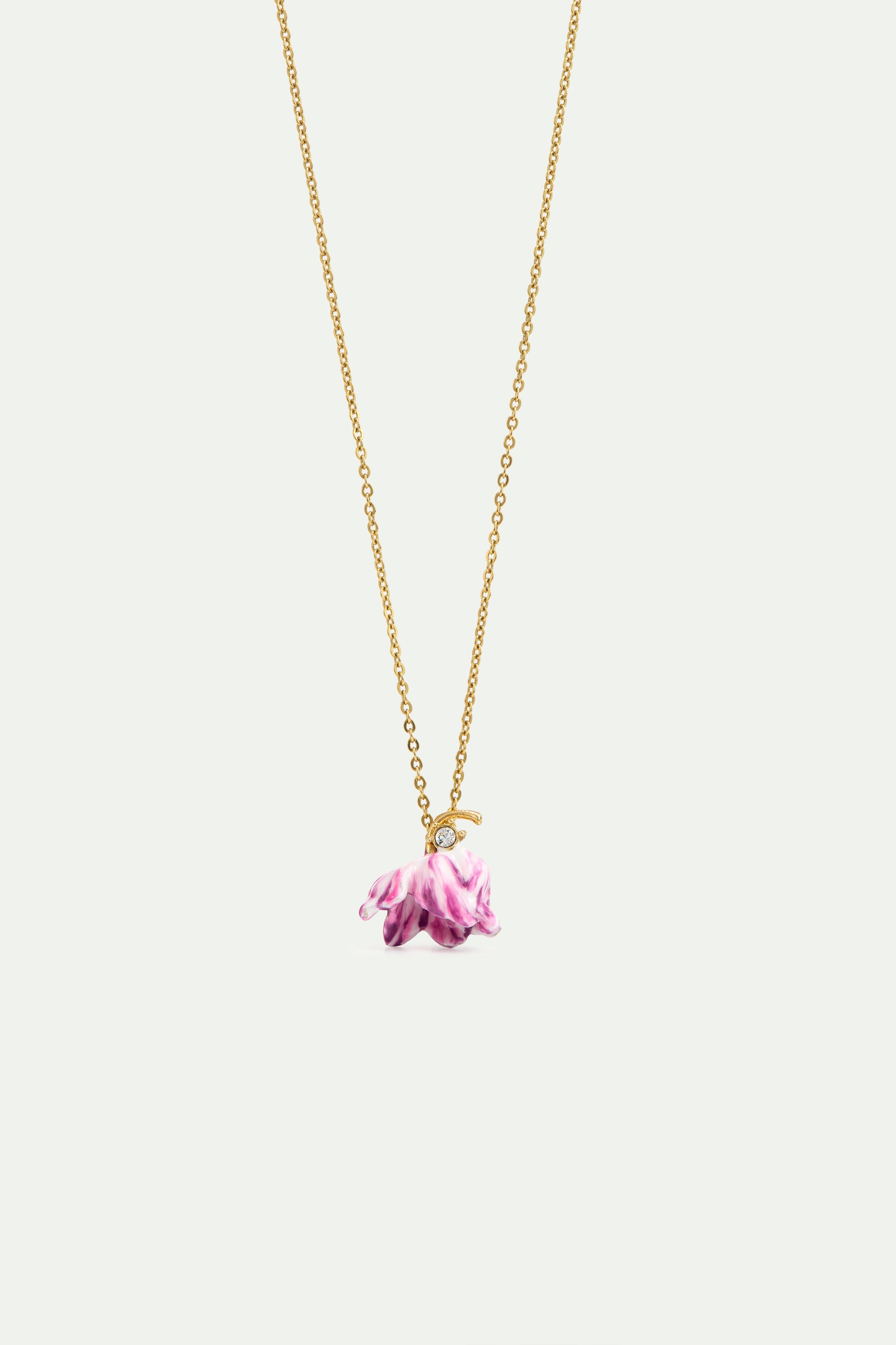 Collar colgante tulipán violeta y cristal