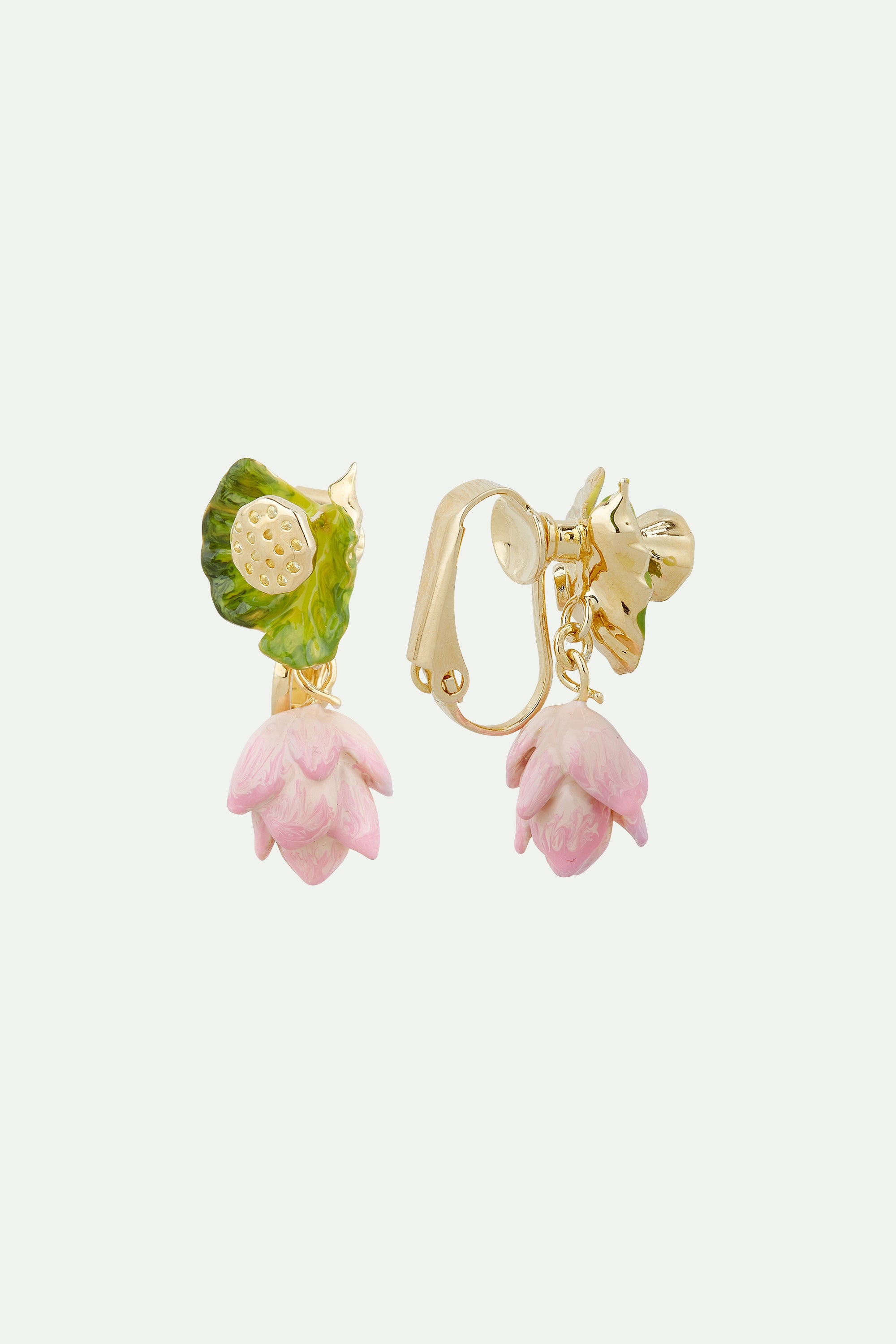 Lotus flower and water lily post earrings