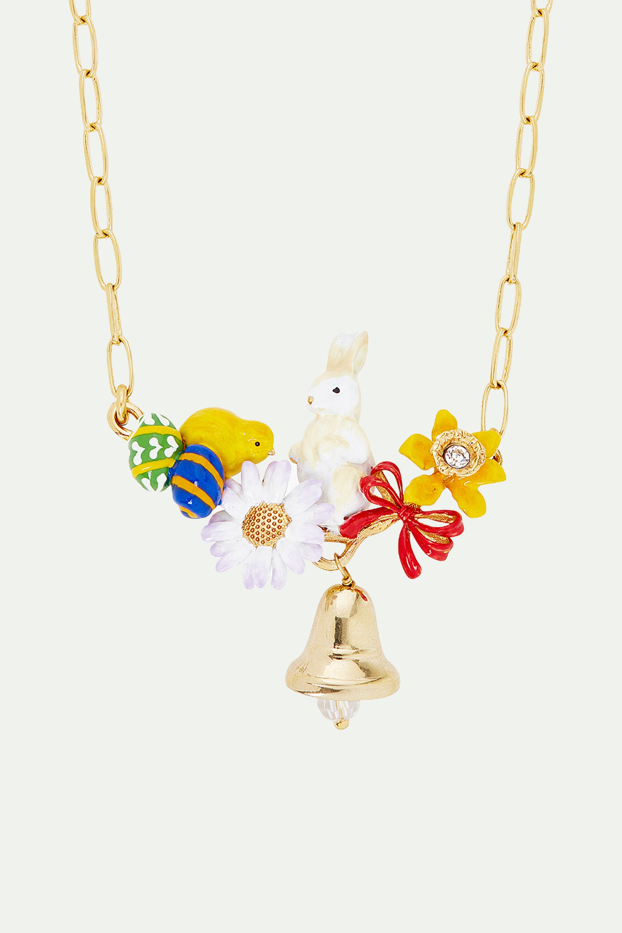 Easter chick and rabbit thin necklace