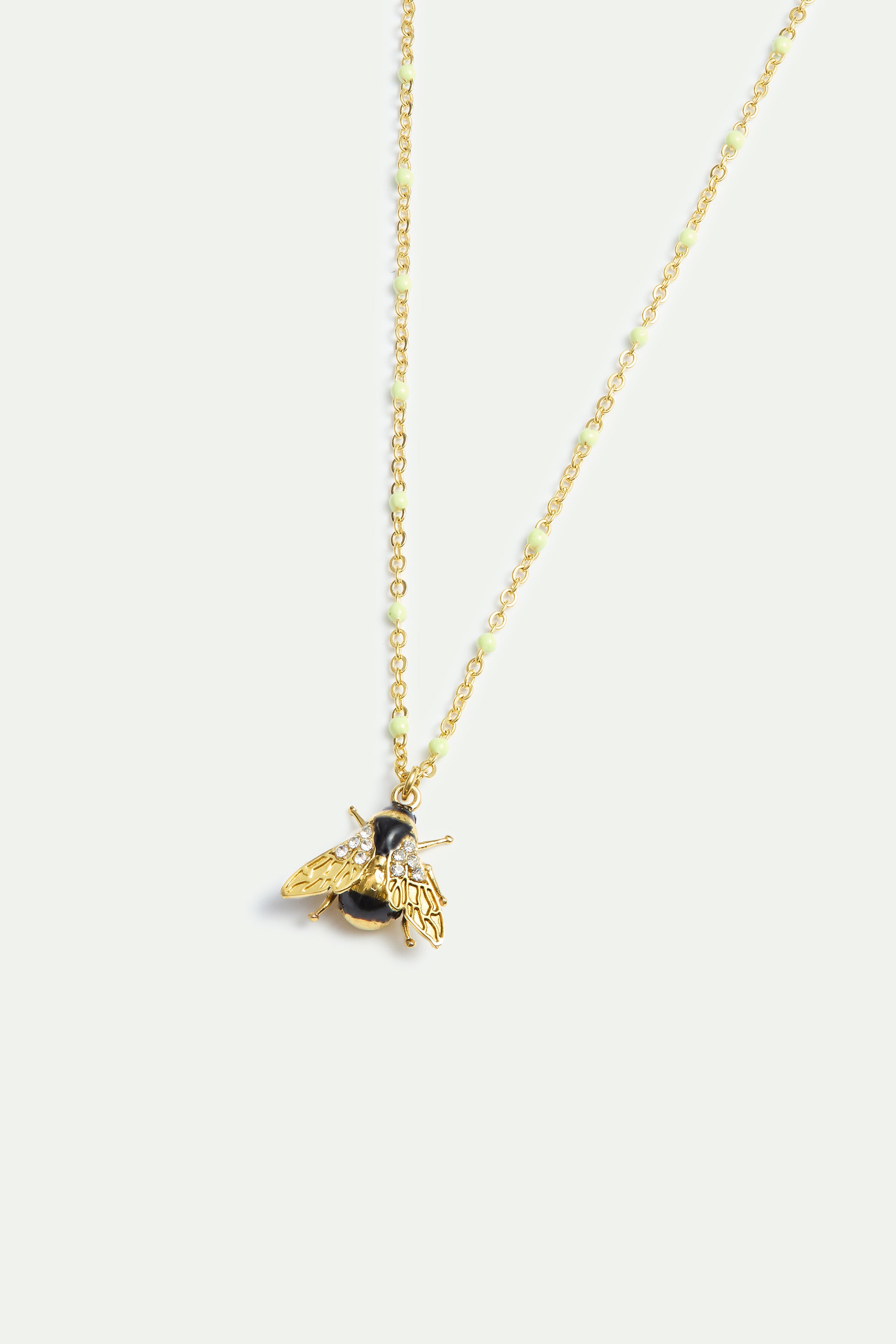 Collier pendentif abeille dorée et cristaux