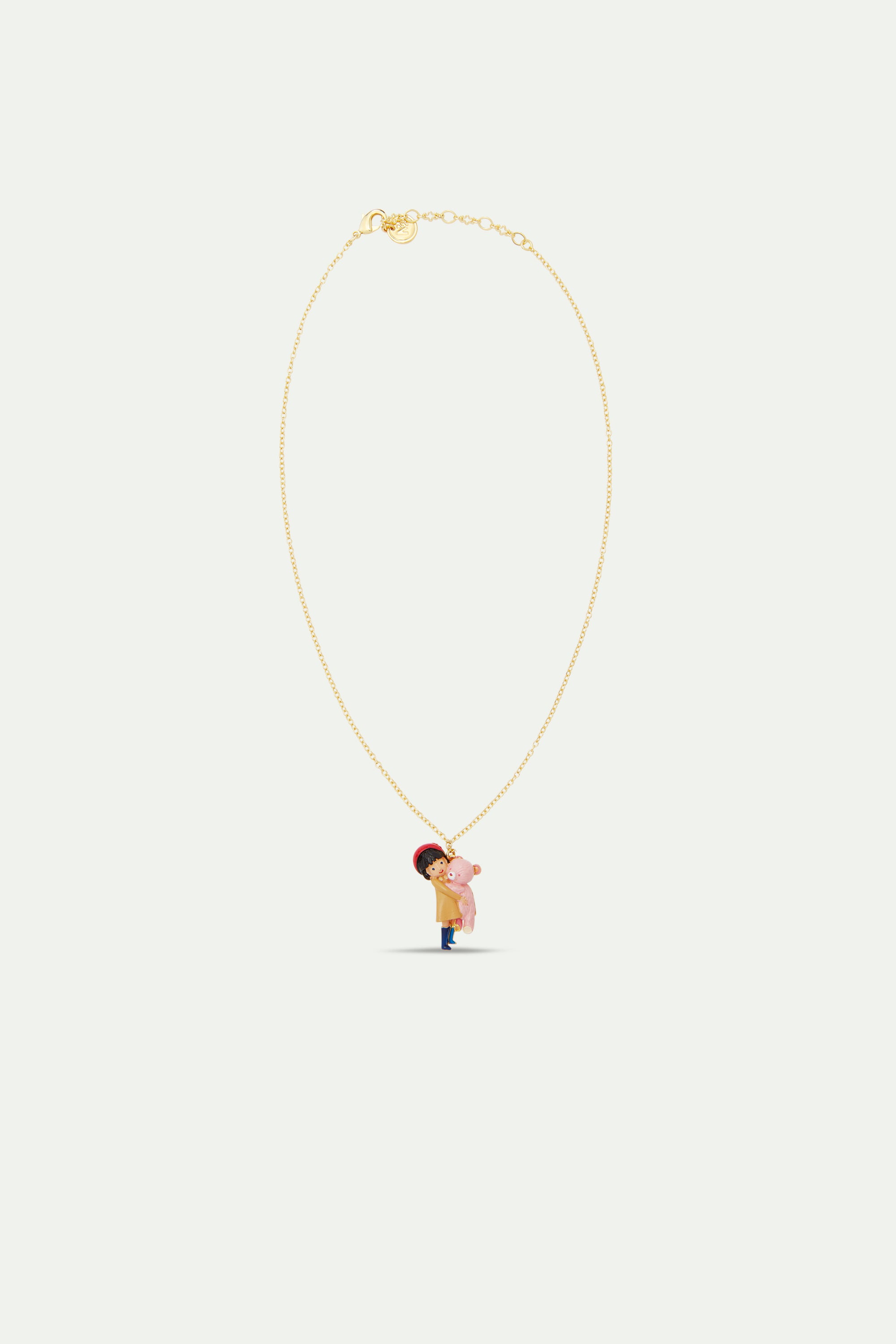 Little girl and teddy bear pendant necklace