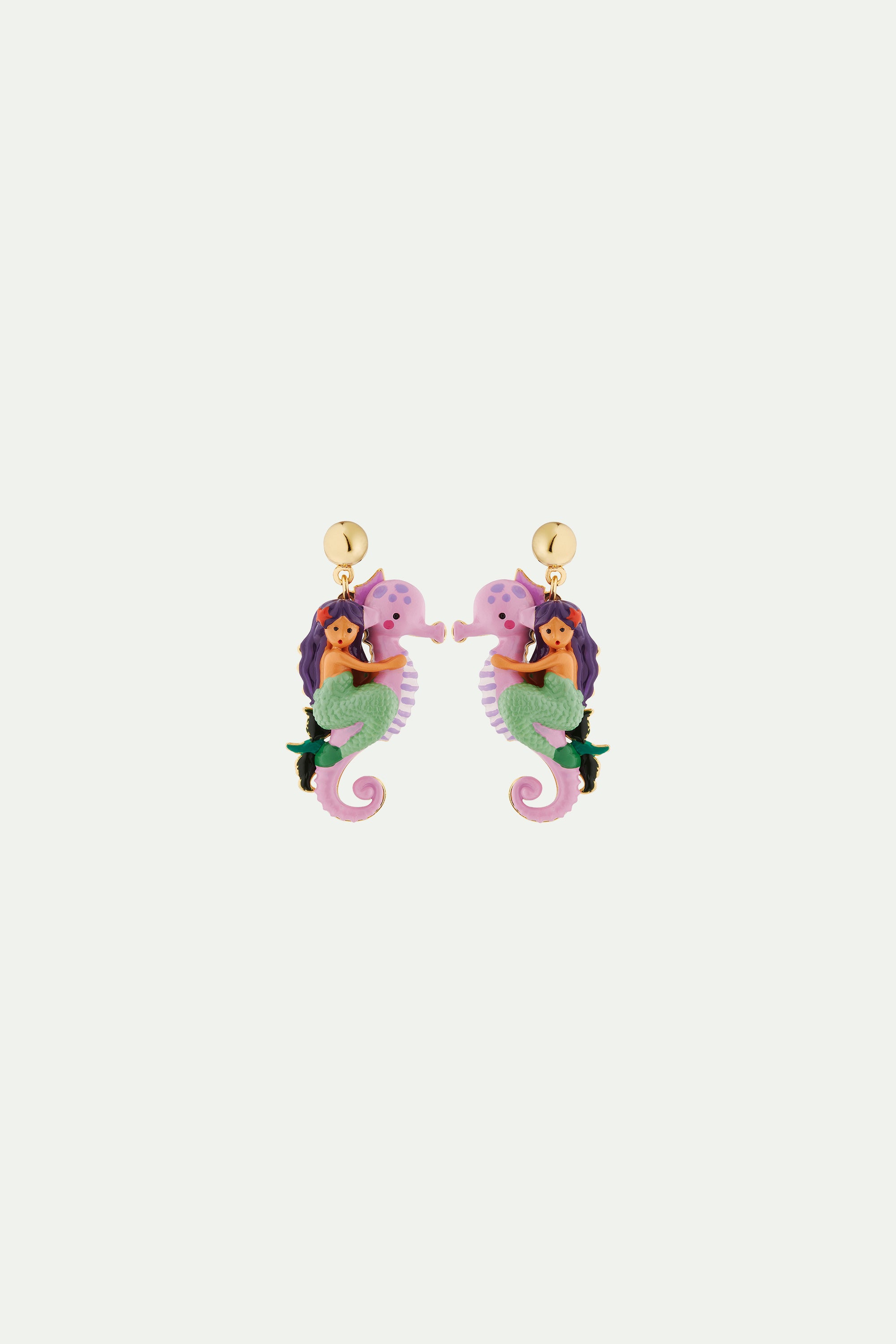 Mermaid and seahorse clip-on earrings