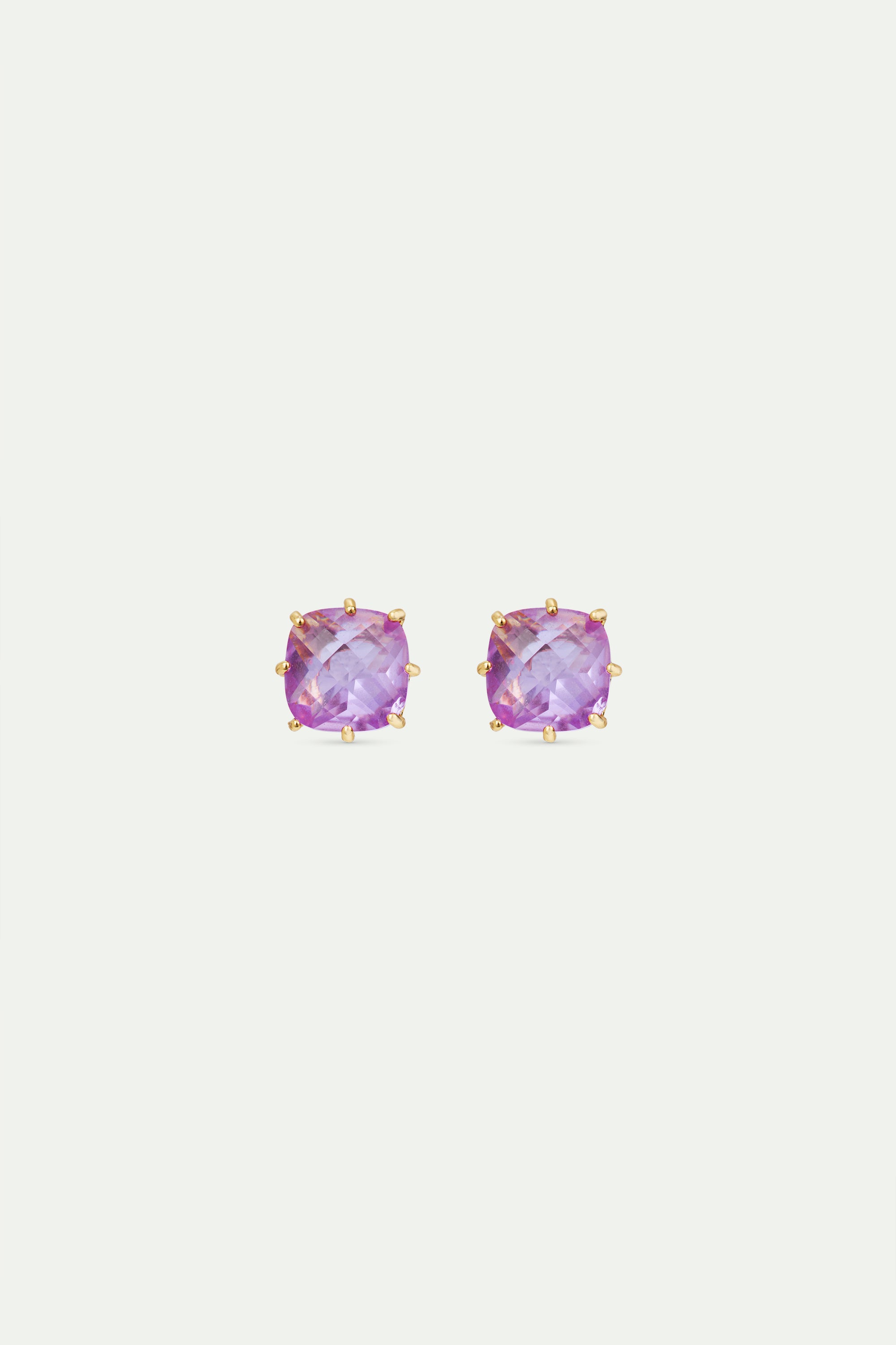 Lavender Diamantine square stone earrings