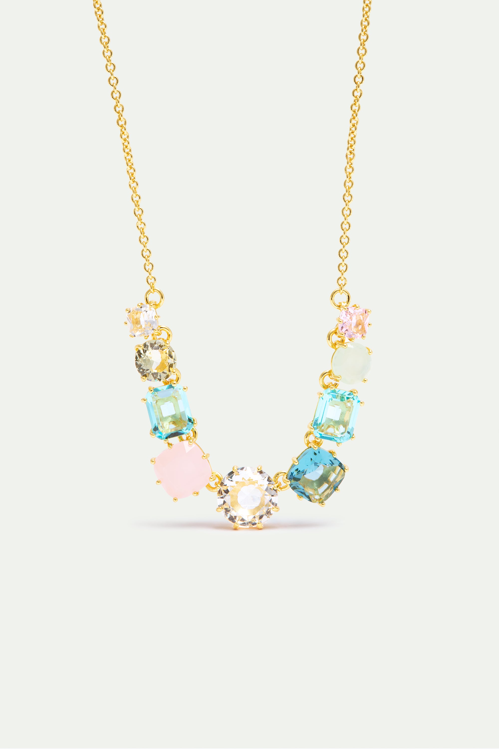 Fine Diamantine necklace with 9 Acqua Azzura stones