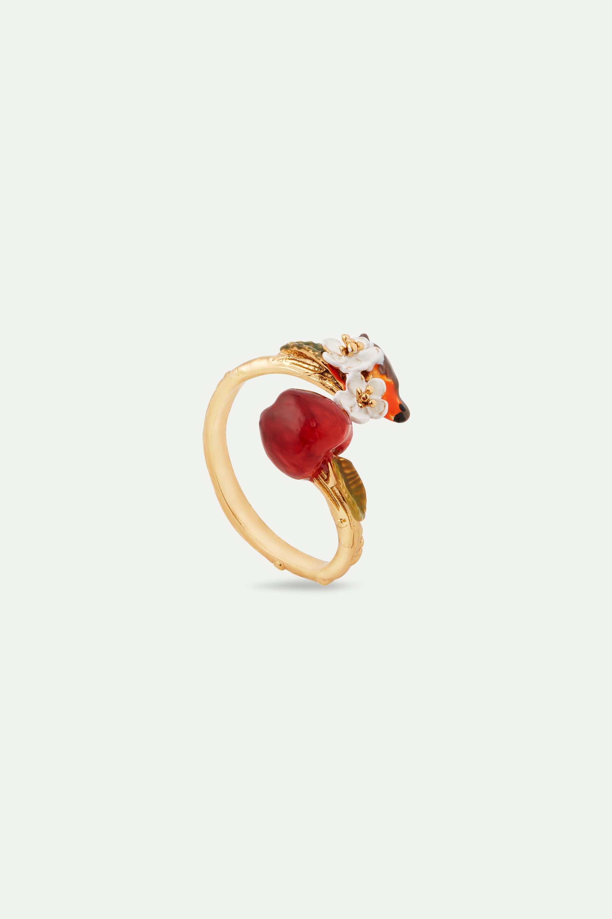 Anillo ajustable petirrojo y manzana