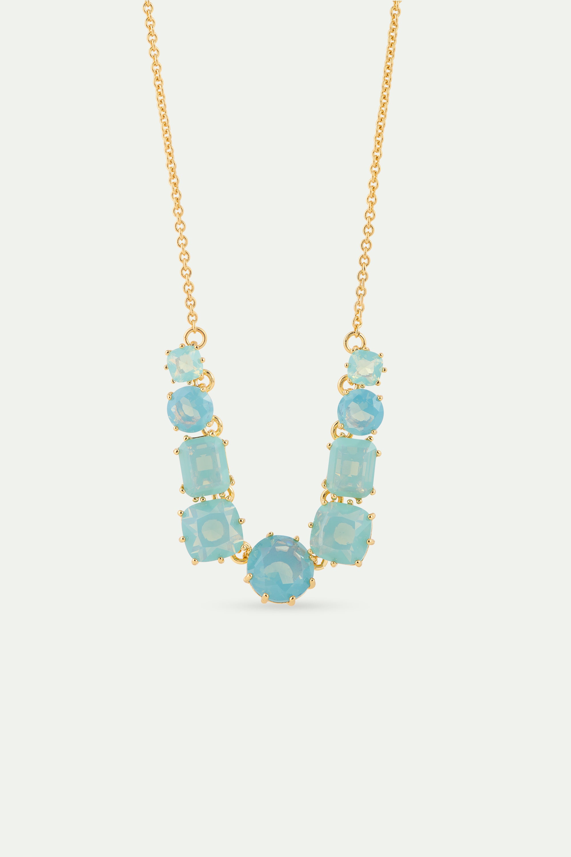 Fine Diamantine necklace with 9 glacier blue stones